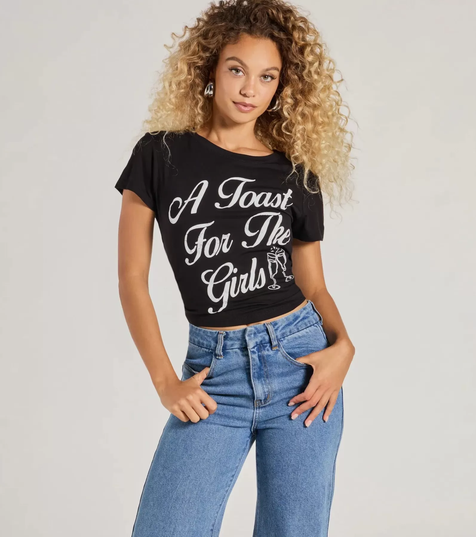 Windsor Graphic Tees | Short Sleeve Tops*A Toast For The Girls Crop Graphic Tee