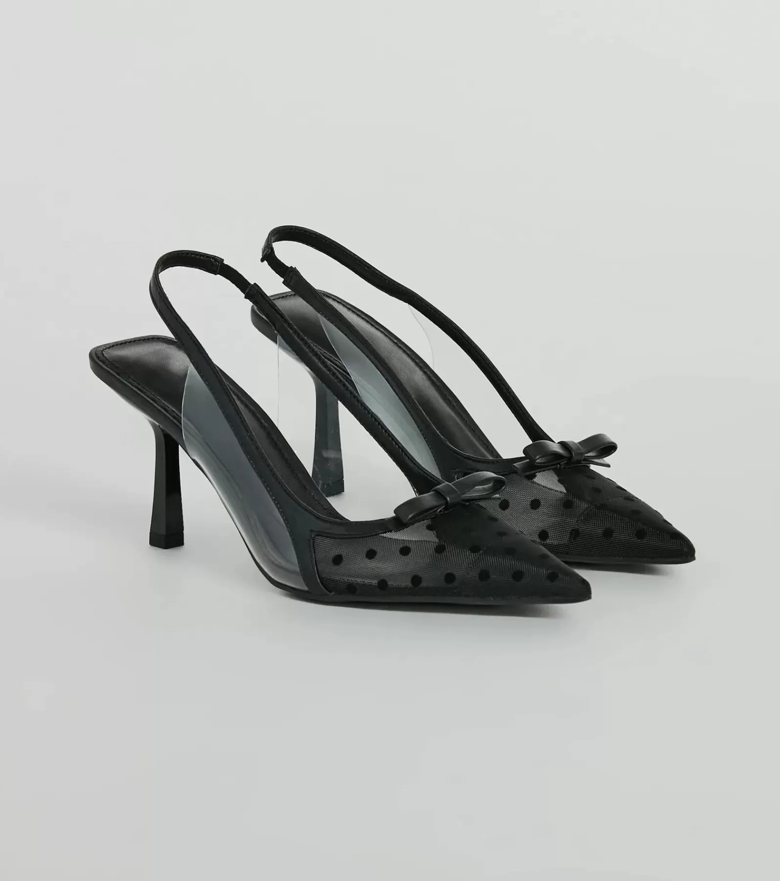 Windsor Stilettos | High Heels*Adorably Posh Polka Dot Mesh Slingback Pumps