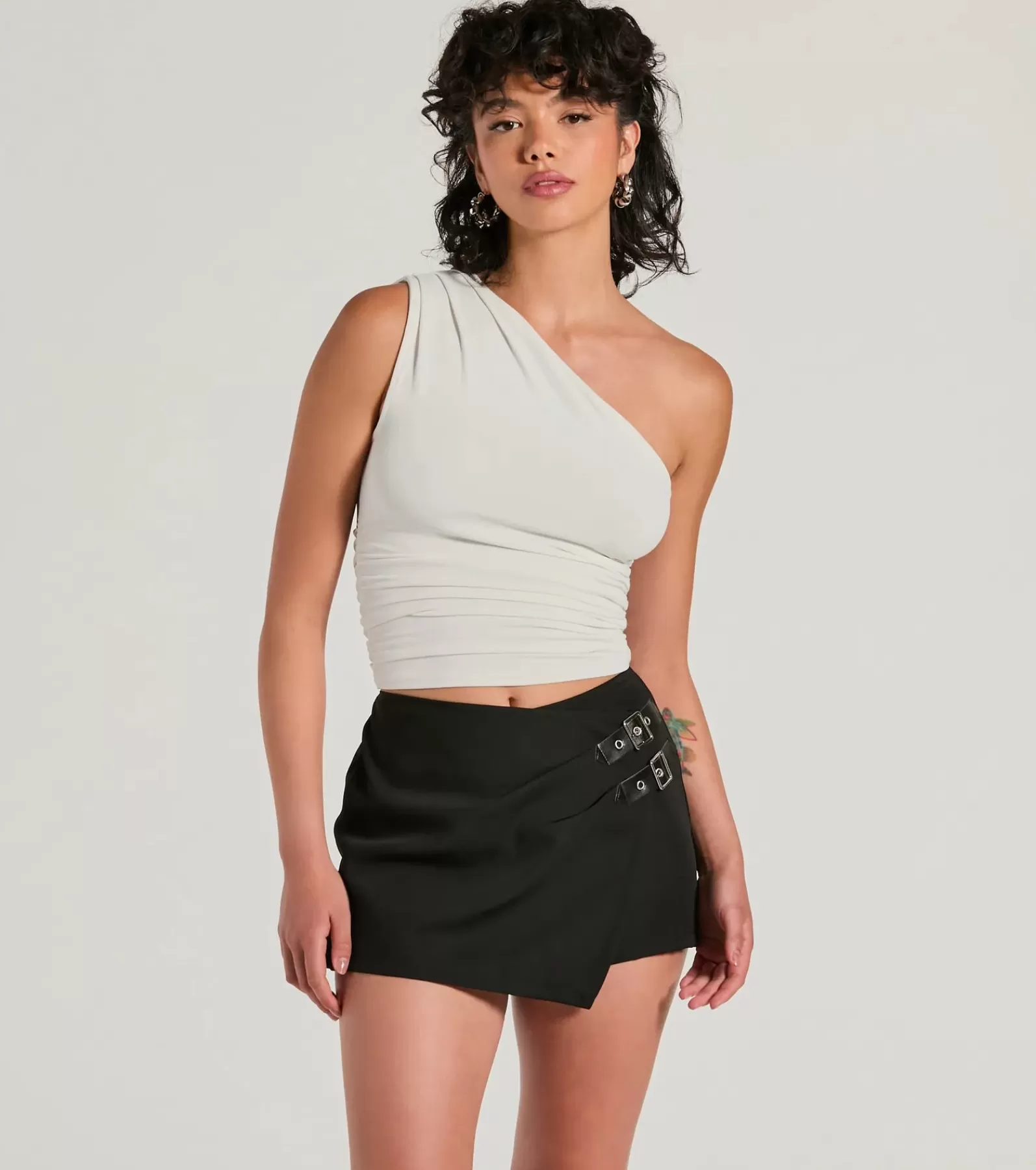 Windsor Black Skirts | Shorts*Adventuring Cutie Buckle Wrap Mini Skort