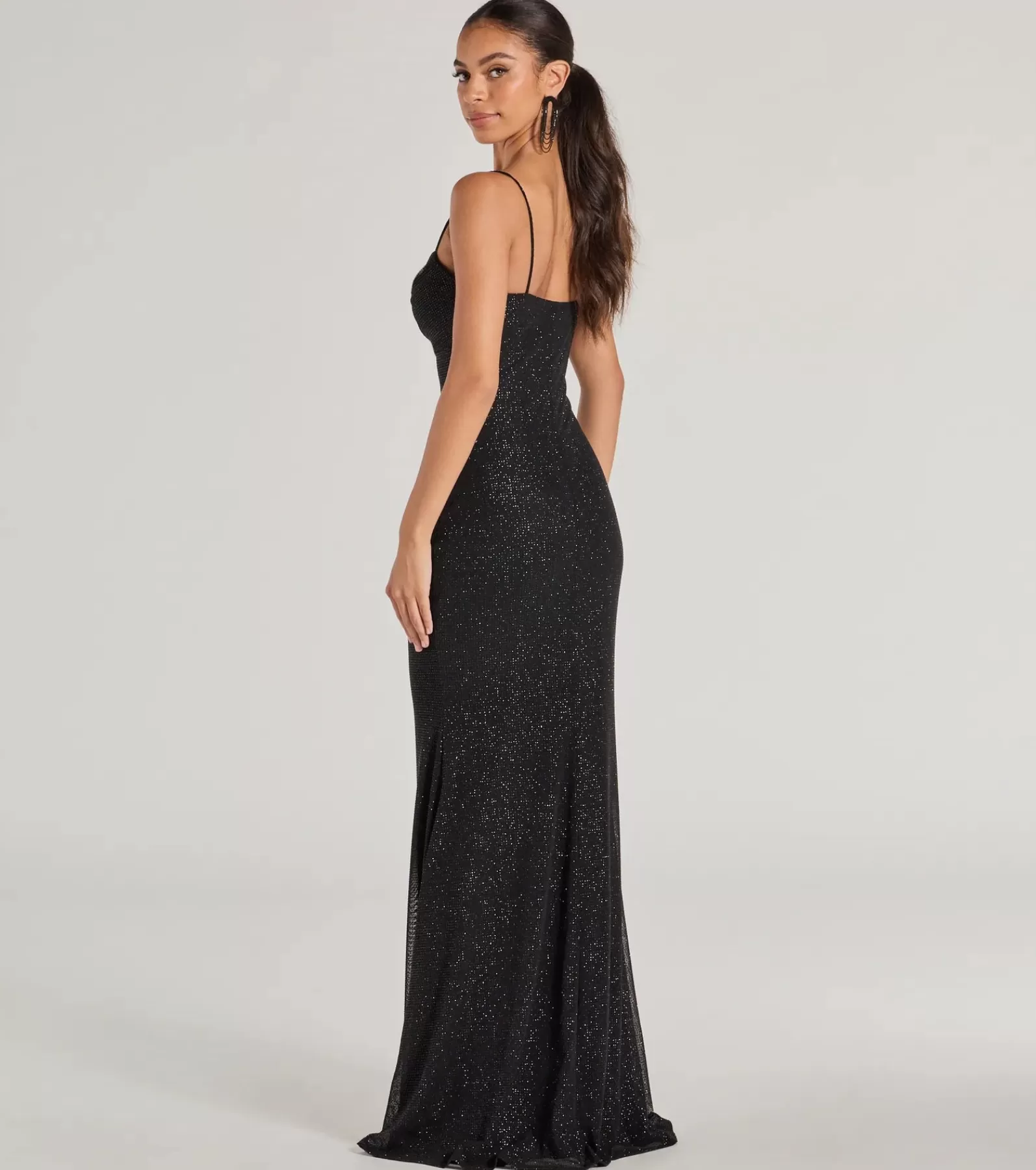 Windsor Wedding Outfits | Black Bridesmaid Dresses*Aileen Sleeveless Glitter Mesh Mermaid Dress