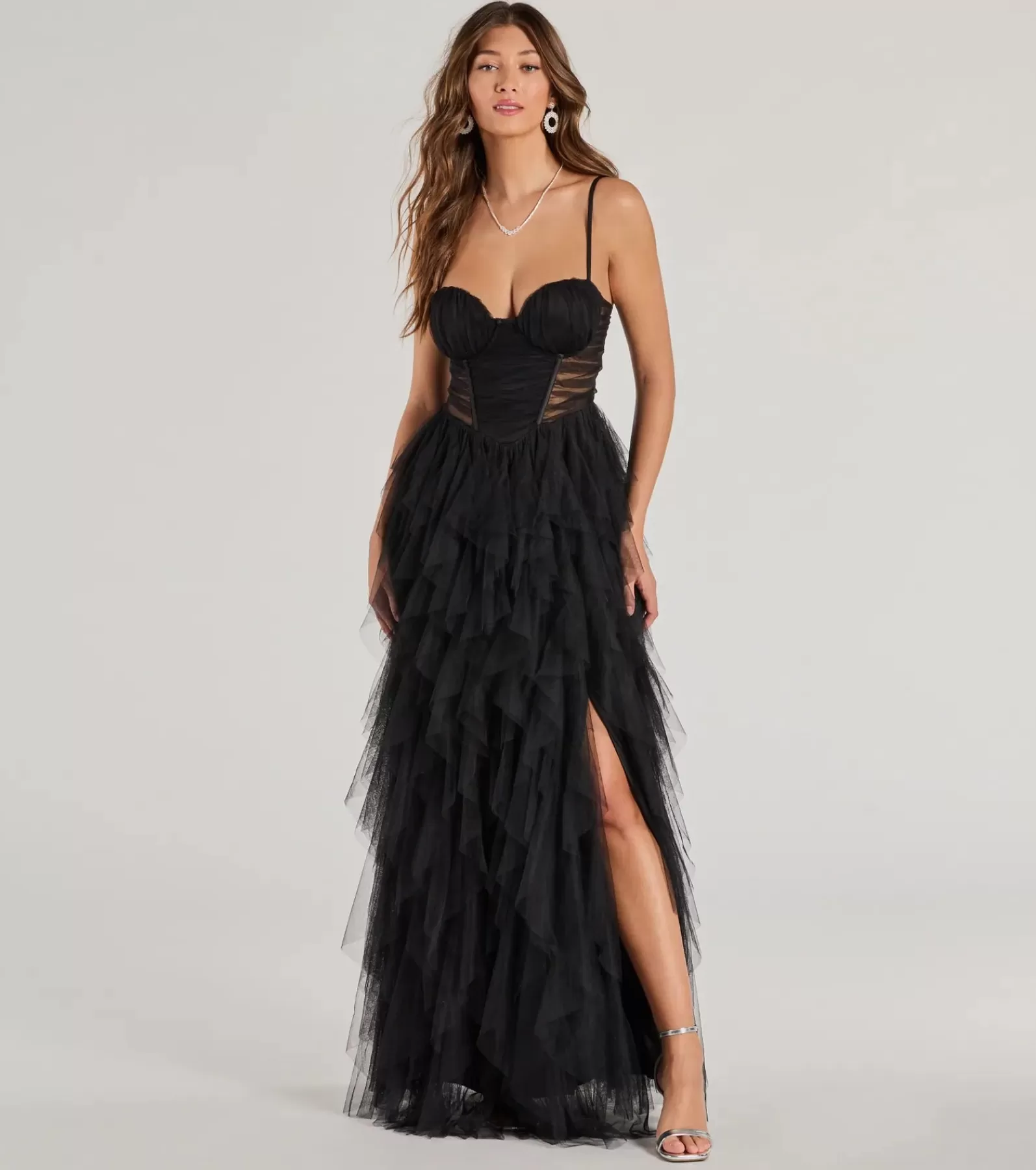 Windsor Long Dresses | Formal Dresses*Aletta Long Sleeveless Ruffled A-Line Dress