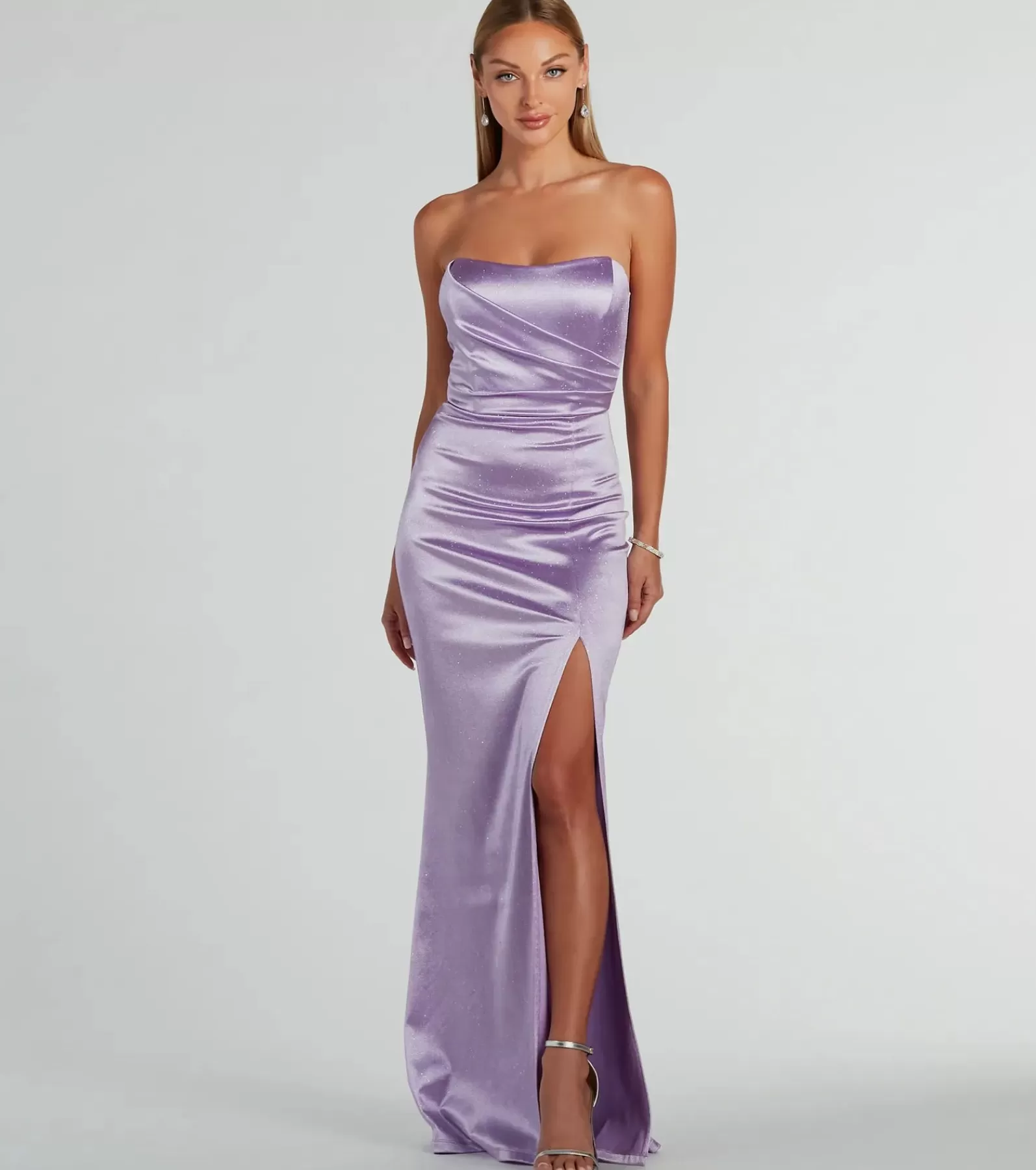 Windsor Satin Bridesmaid Dresses | Blue Bridesmaid Dresses*Aliyah Strapless Mermaid Satin Glitter Dress