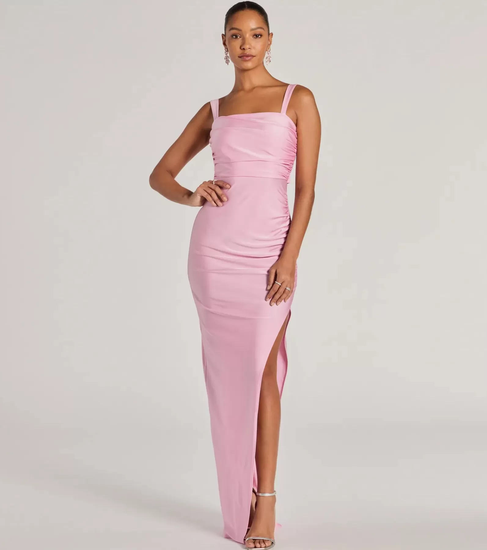 Windsor Pink Bridesmaid Dresses | Blue Bridesmaid Dresses*Aliza Backless High Slit Slim-Fit Formal Dress