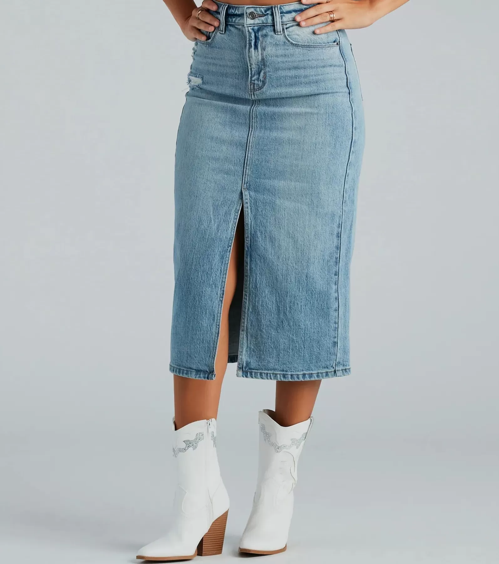 Windsor Denim Skirts | Midi Skirts*All That Denim Slit Midi Skirt