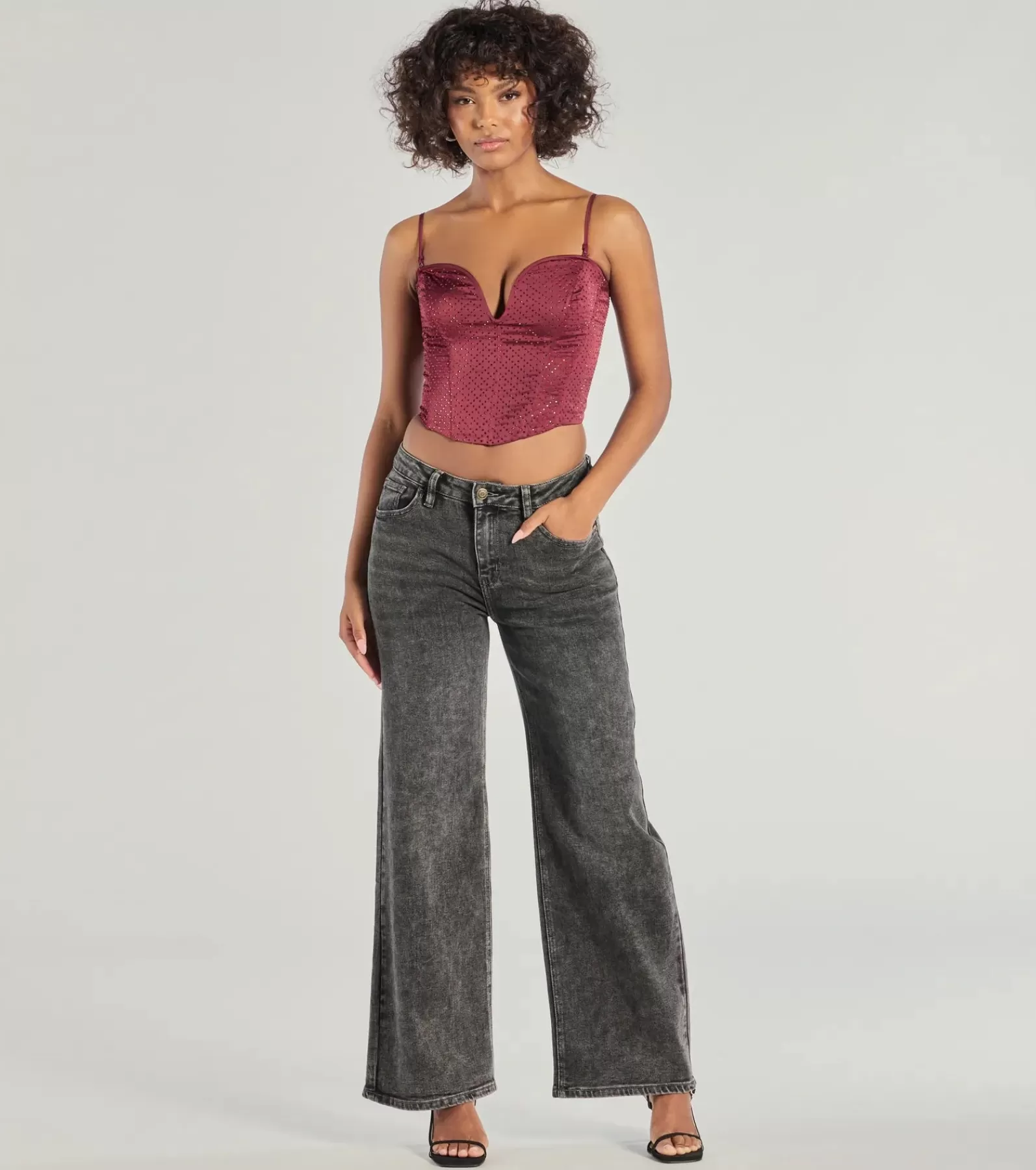 Windsor Going-Out Tops | Corset & Bustier Tops*All That Glam Rhinestone Satin Cropped Corset