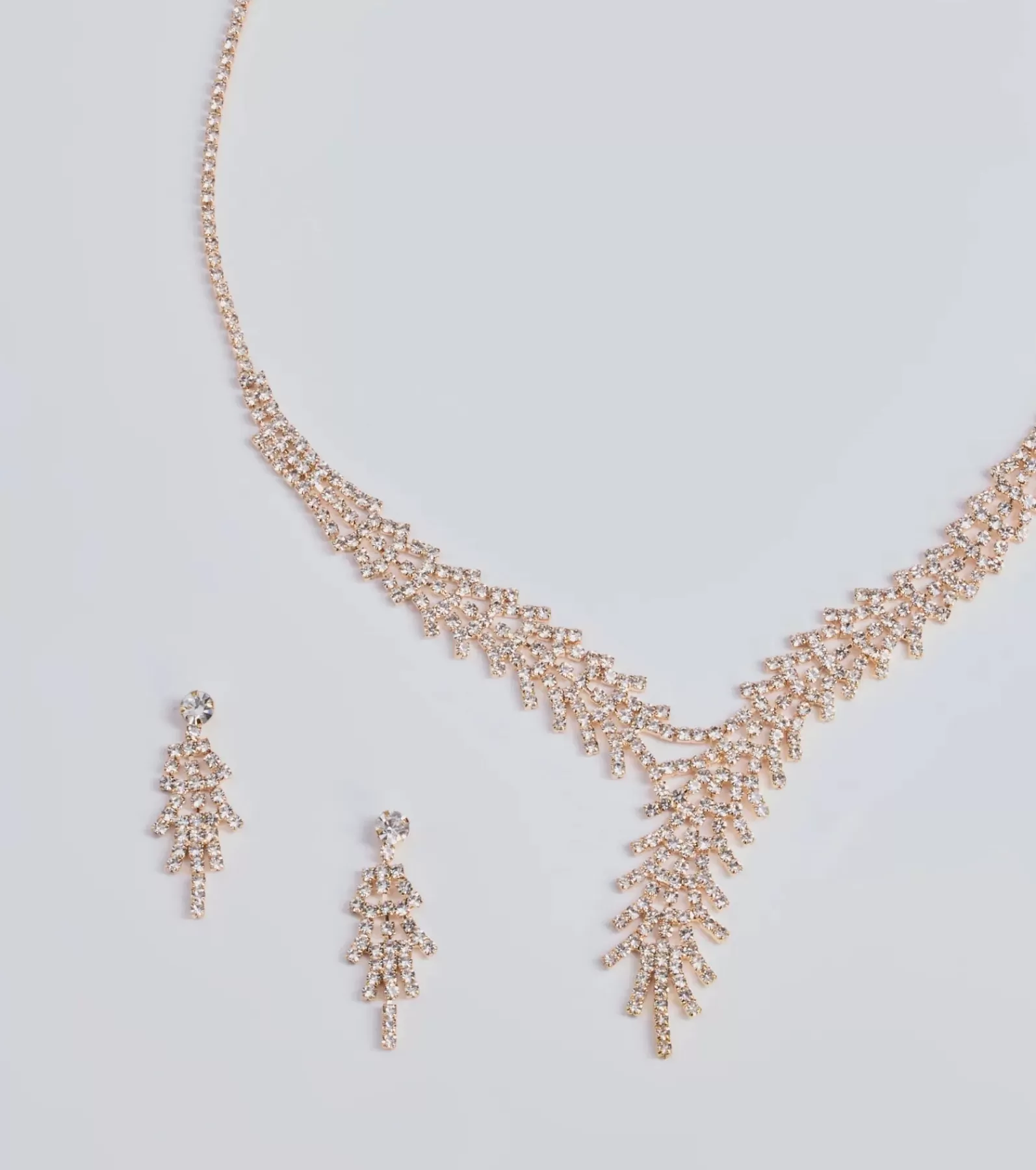 Windsor Necklaces & Chokers | Earrings*All That Glitz Rhinestone Fringe Necklace And Earrings Set