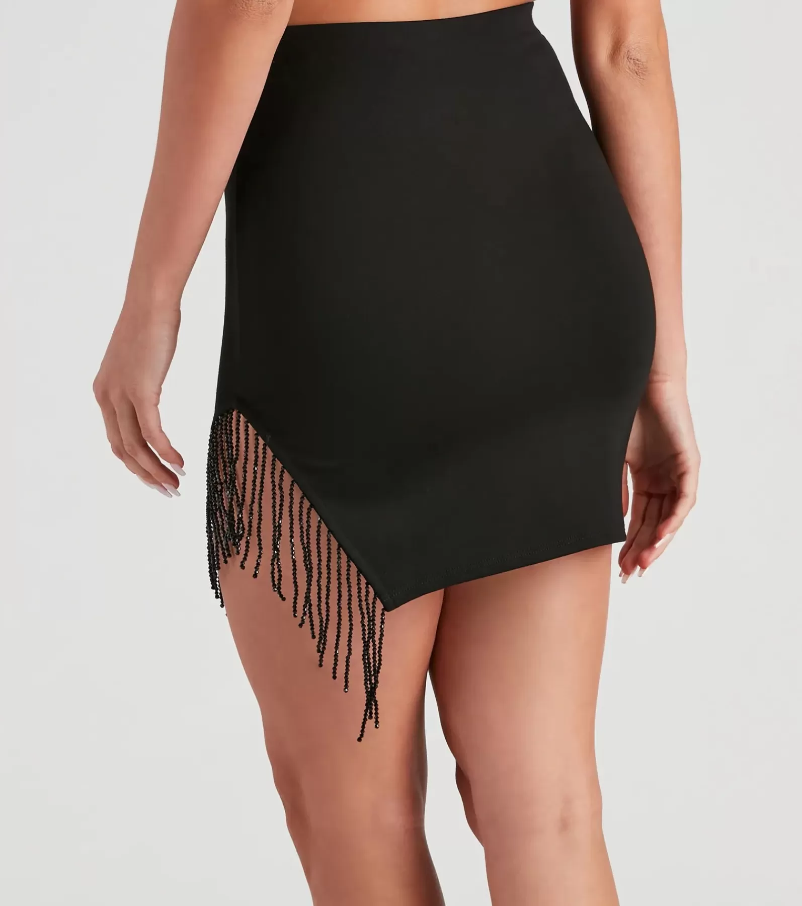 Windsor Nye Outfits | Black Skirts*All The Glitz Beaded Fringe Mini Skirt