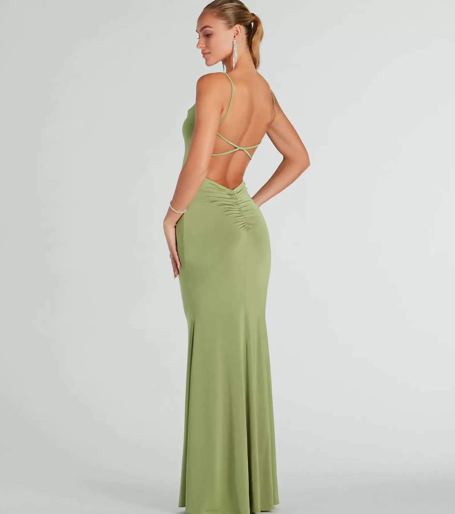 Windsor Green Bridesmaid Dresses | Black Tie Wedding Guest Dresses*Anya Formal Strappy Open-Back Mermaid Dress