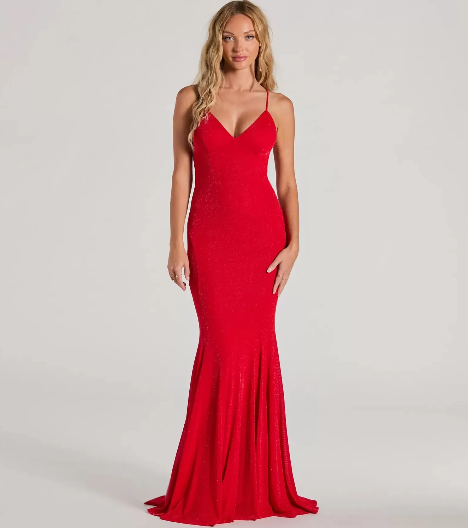 Windsor Long Dresses | Cocktail Dresses*Ariyah Lace-Up Mermaid Glitter Mesh Formal Dress