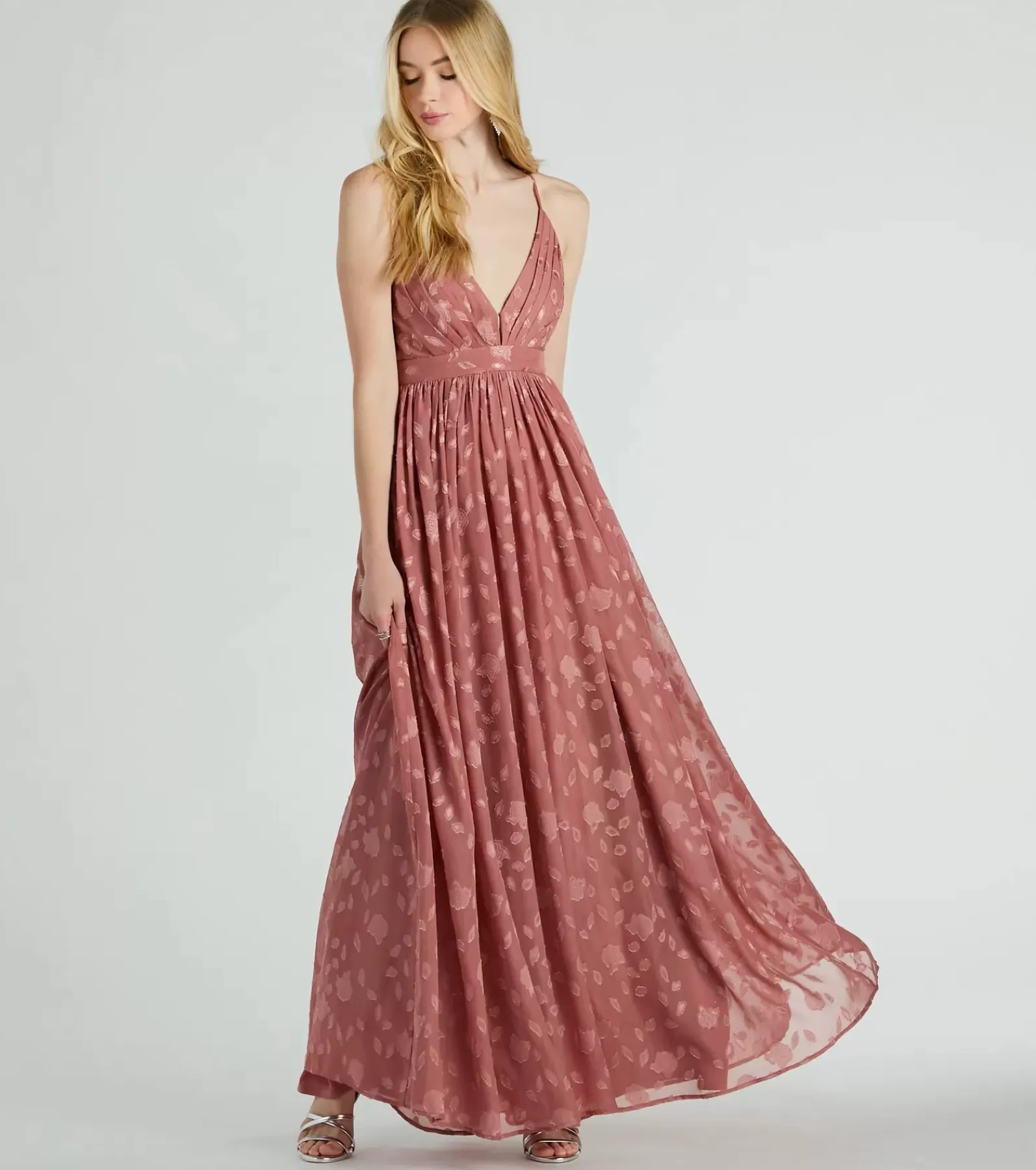Windsor Honeymoon | Maxi Dresses*Arya V-Neck Strappy A-Line Floral Chiffon Formal Dress