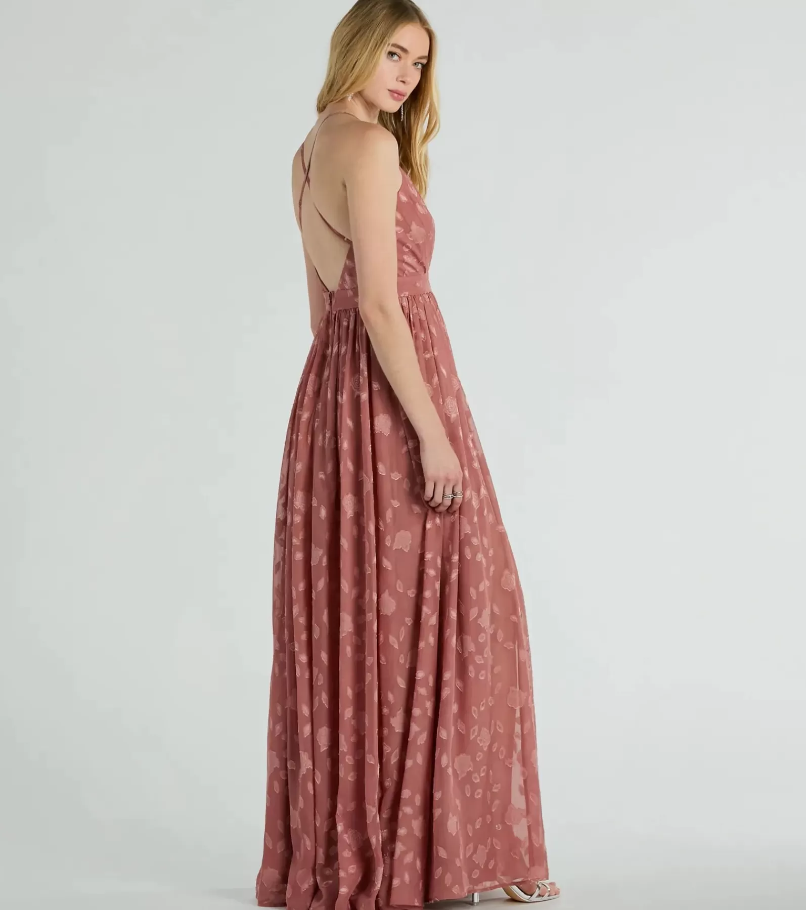 Windsor Honeymoon | Maxi Dresses*Arya V-Neck Strappy A-Line Floral Chiffon Formal Dress