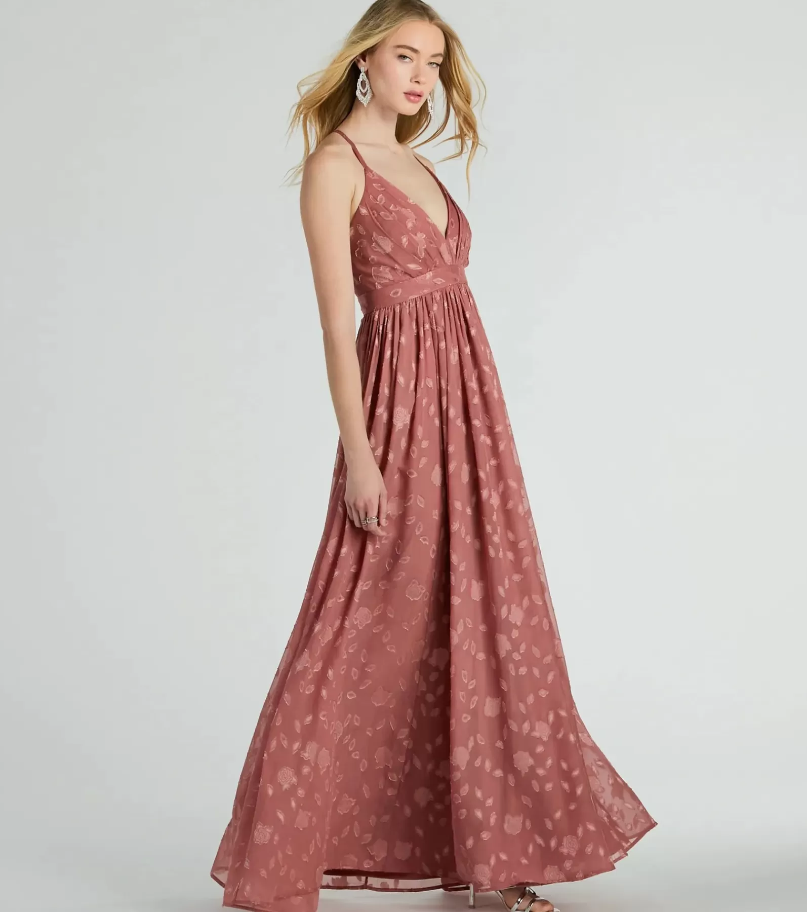 Windsor Honeymoon | Maxi Dresses*Arya V-Neck Strappy A-Line Floral Chiffon Formal Dress