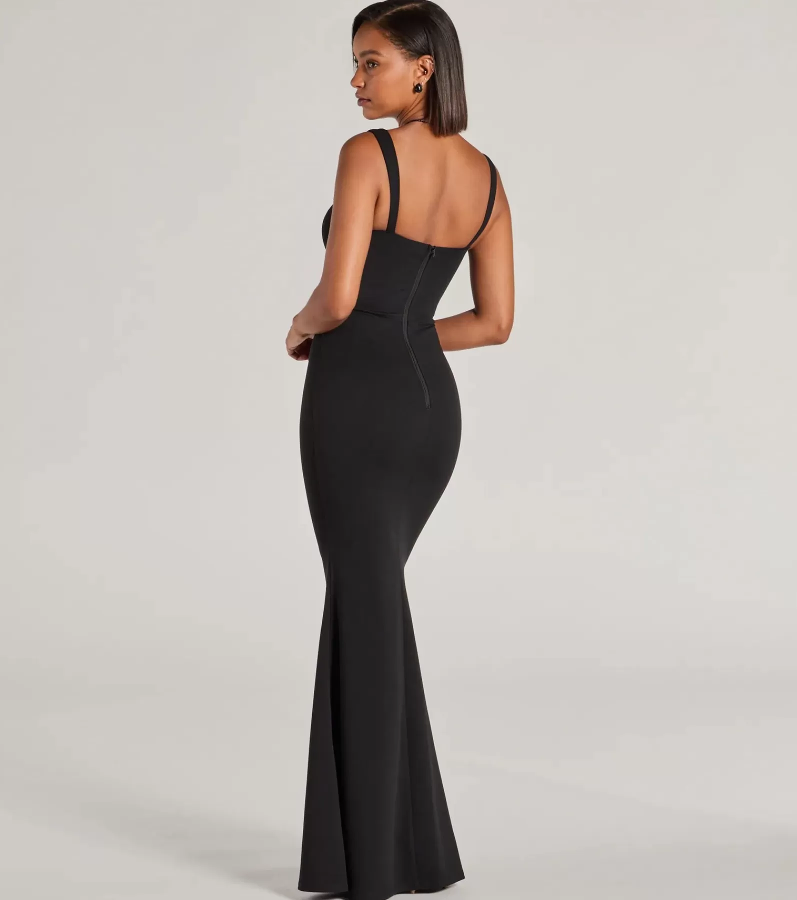 Windsor Black Bridesmaid Dresses | Black Tie Wedding Guest Dresses*Aspen Sweetheart Lace Crepe Mermaid Formal Dress