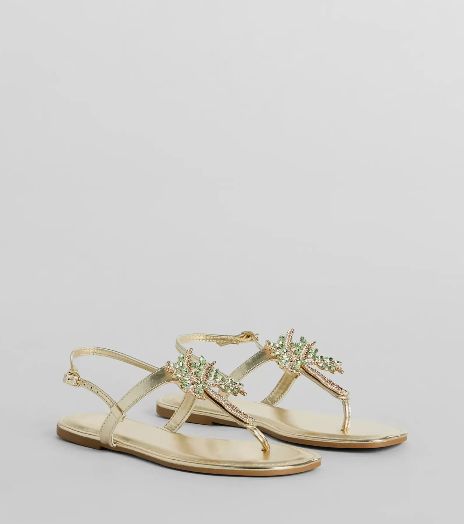 Windsor Sandals | Honeymoon*Beachy Glam Rhinestone Palm Tree Metallic Sandals