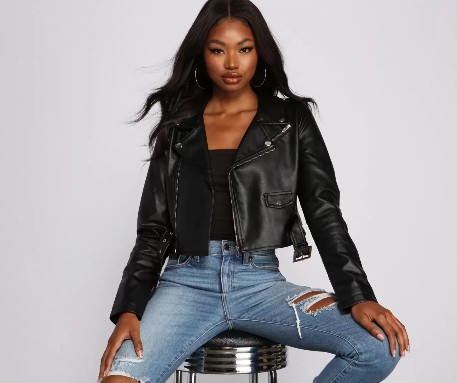 Windsor Moto & Faux Leather | Holiday Party Outfits*Biker Chic Crop Jacket