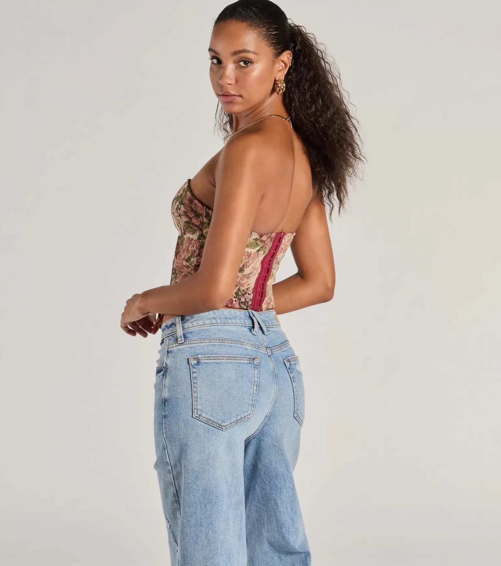 Windsor Going-Out Tops | Corset & Bustier Tops*Blooming Beauty Tapestry Lace-Up Cropped Corset Top