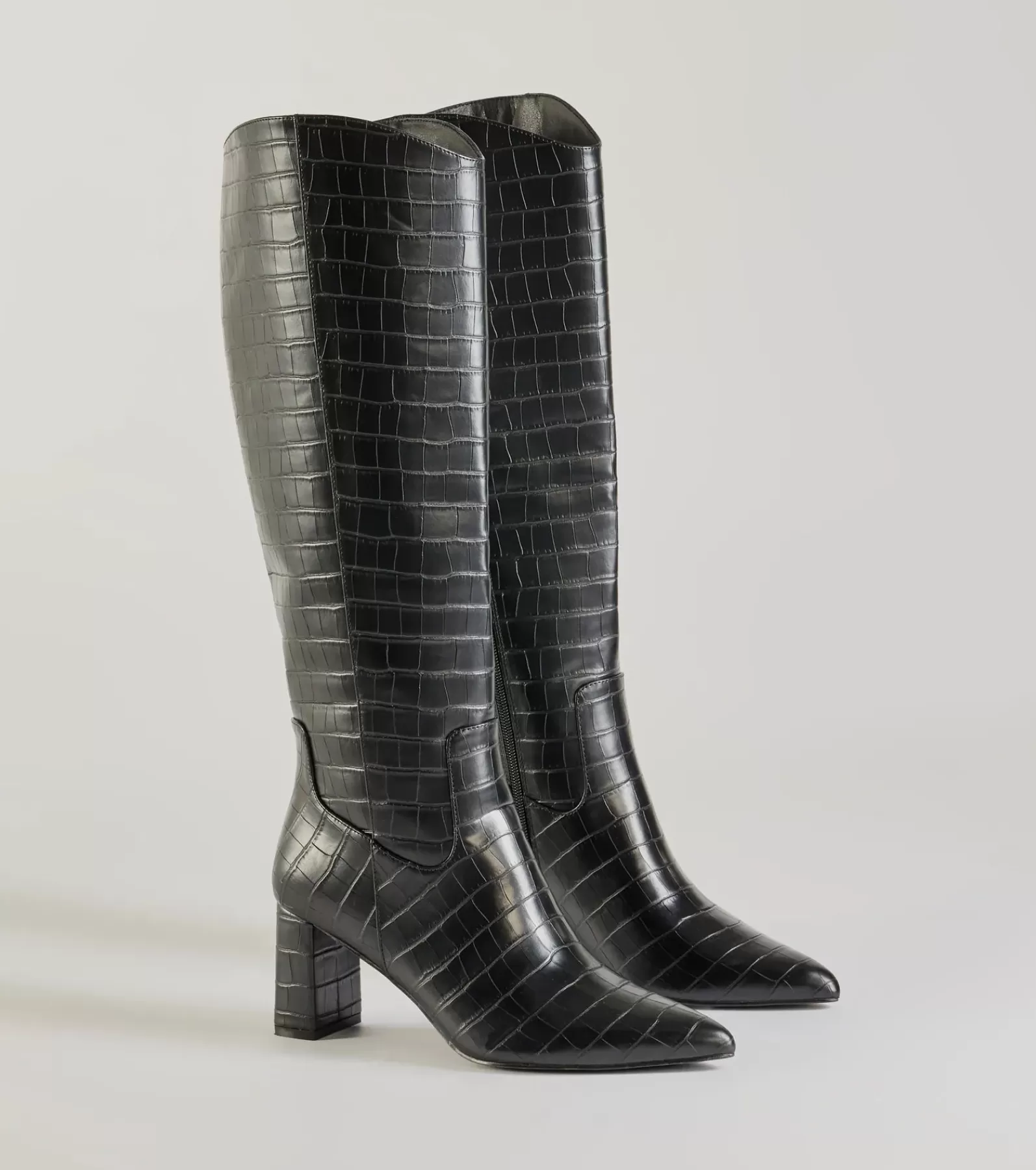 Windsor Knee High Boots | Boots & Booties*Bold Statement Faux Leather Croc-Embossed Under The Knee Boots