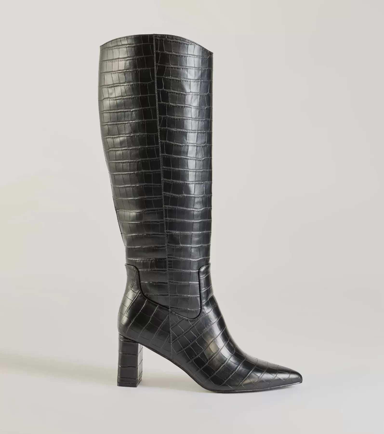 Windsor Knee High Boots | Boots & Booties*Bold Statement Faux Leather Croc-Embossed Under The Knee Boots