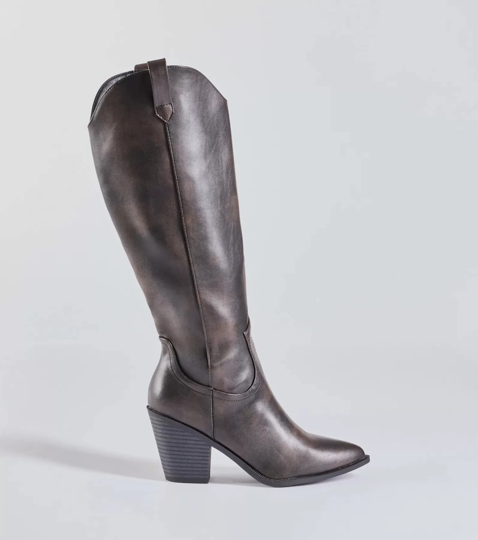 Windsor Knee High Boots | Boots & Booties*Boldly Chic Distressed Faux Leather Western Boots