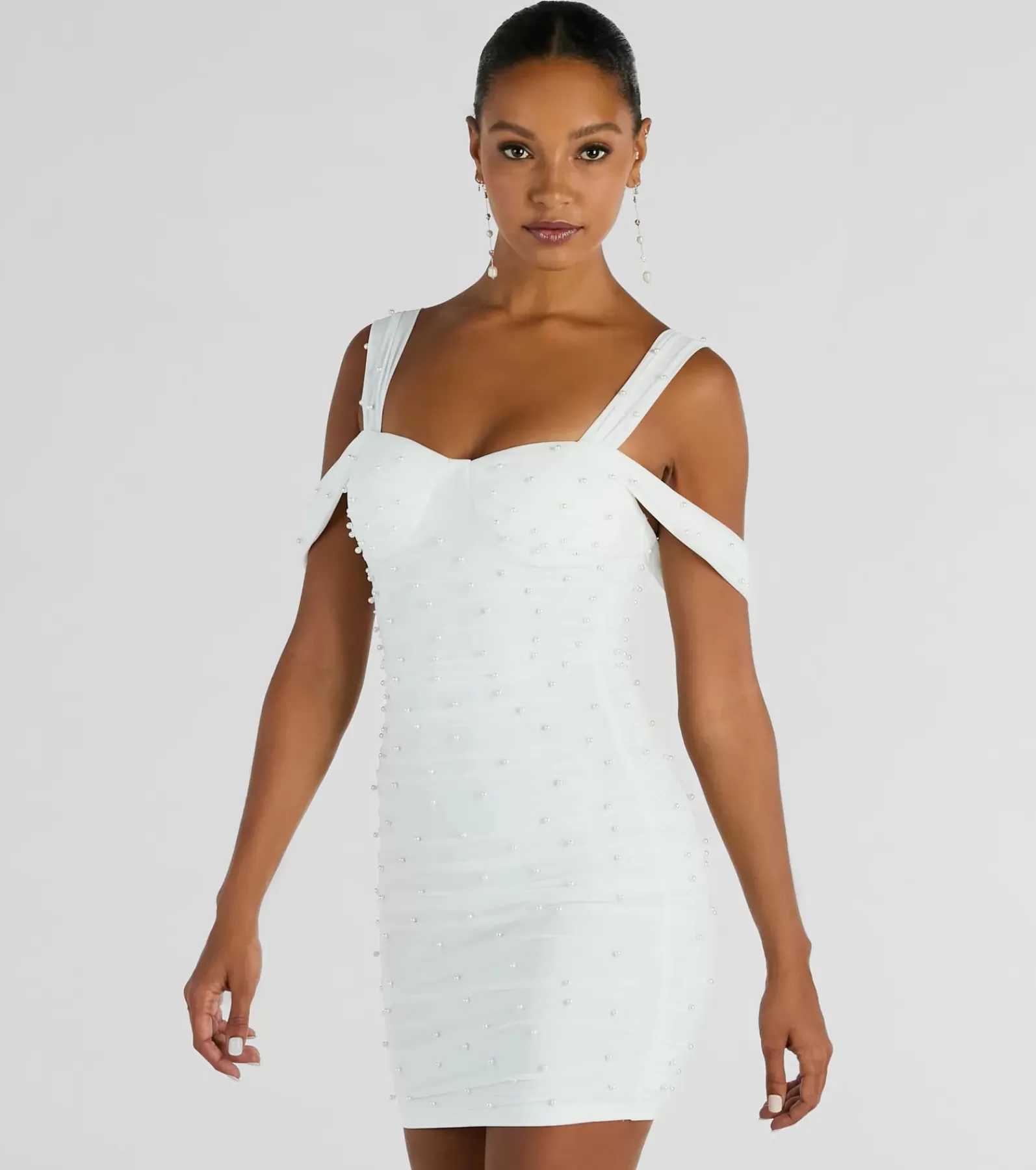 Windsor Rehearsal | Bridal Shower*Breathtaking Impression Faux Pearl Bodycon Mini Dress