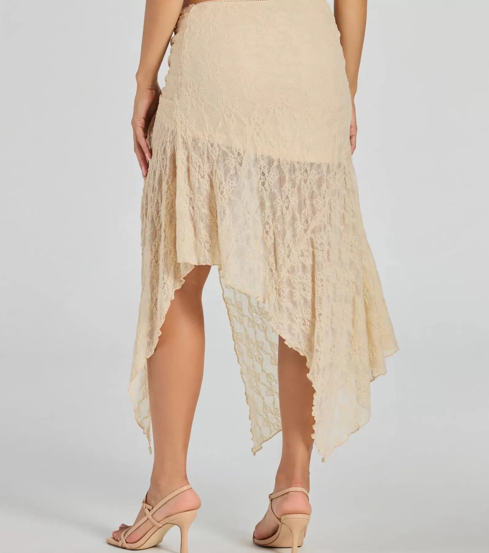 Windsor Skirts & Skorts*Breezy Boho Sheer Lace Asymmetric Maxi Skirt