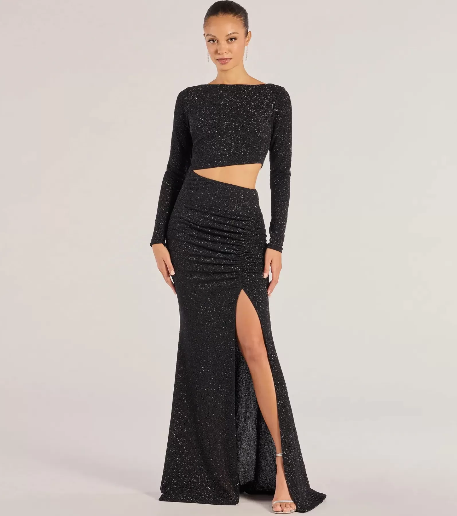 Windsor Glitter Nye Dresses | Wedding Outfits*Brynn Long Sleeve Glitter Cutout Mermaid Dress