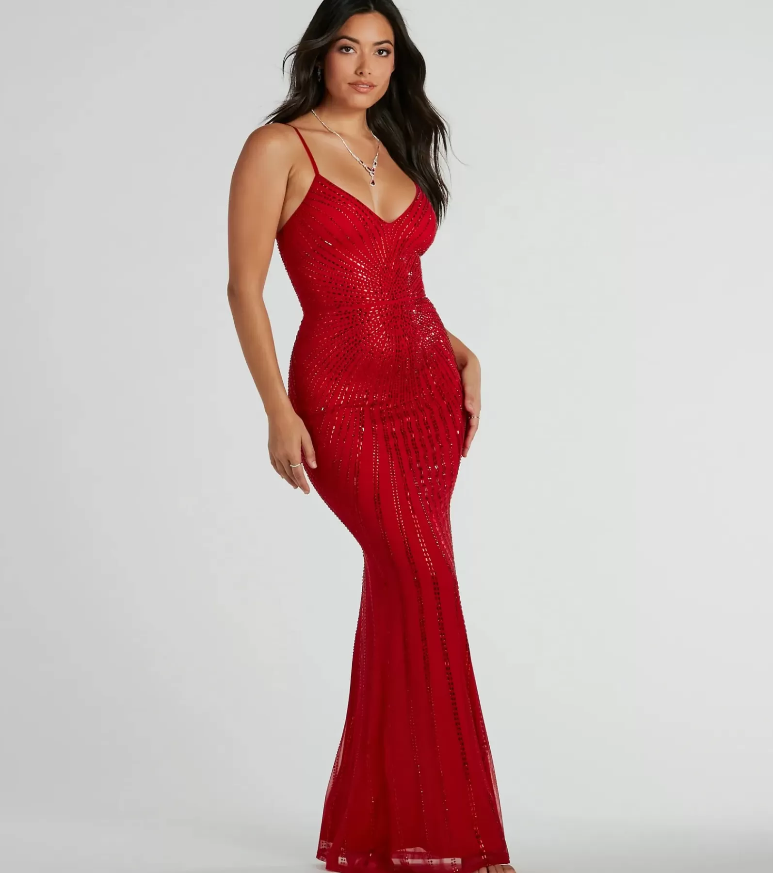 Windsor Long Dresses | Formal Dresses*Cameron V-Neck Rhinestone Slim Formal Dress