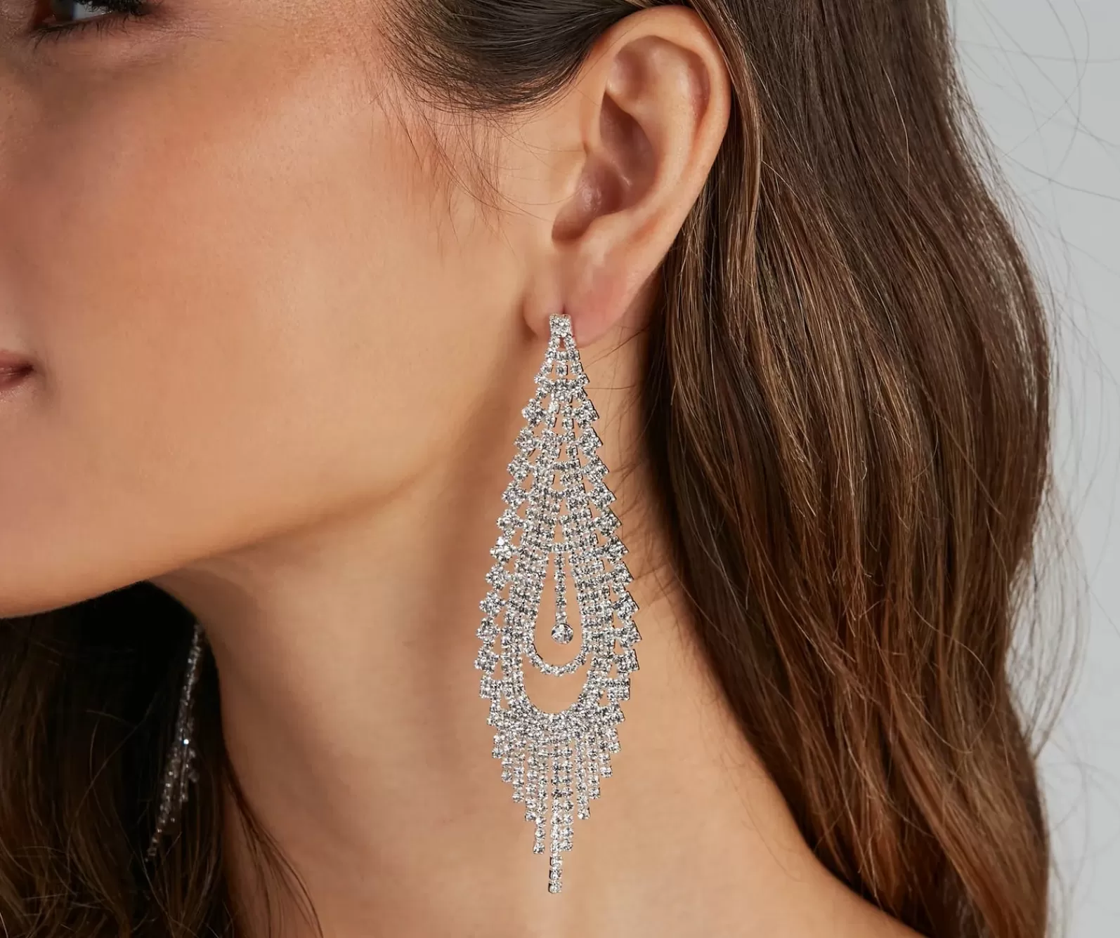 Windsor Nye Outfits | Earrings*Captivate Them Rhinestone Teardrop Duster Earrings