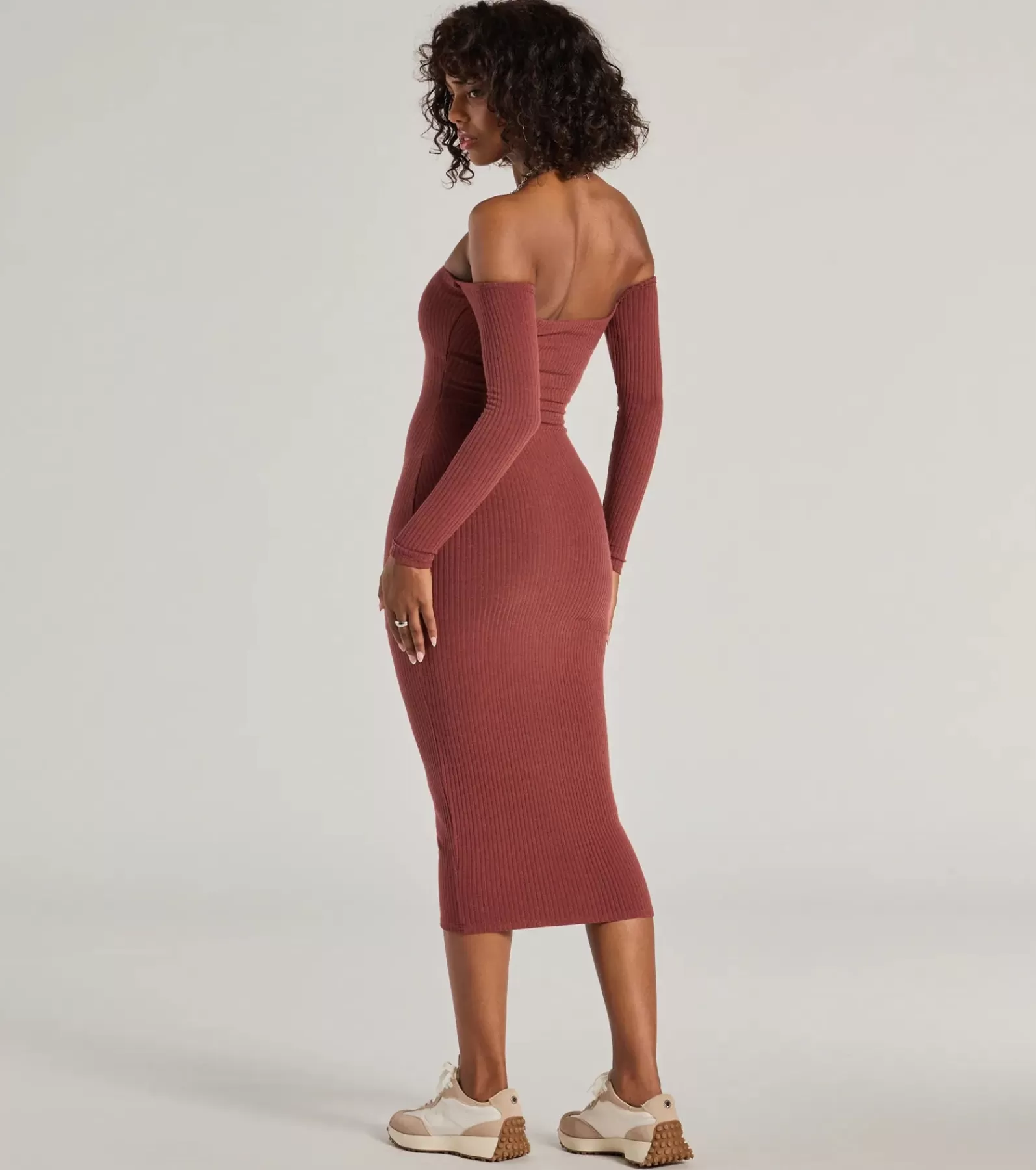 Windsor Midi Dresses | Casual Dresses*Carefree Chic Long Sleeve Ribbed Knit Midi Dress