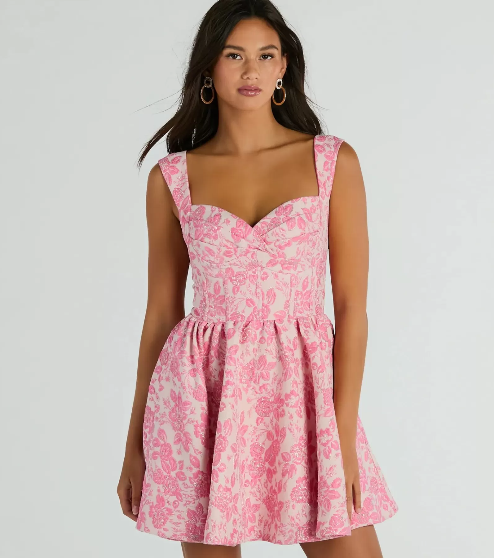 Windsor Skater Dresses | Corset Dresses*Cassie Corset Floral Jacquard Party Skater Dress