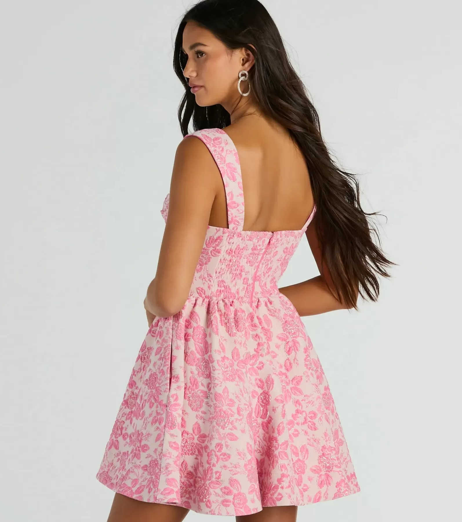 Windsor Skater Dresses | Corset Dresses*Cassie Corset Floral Jacquard Party Skater Dress