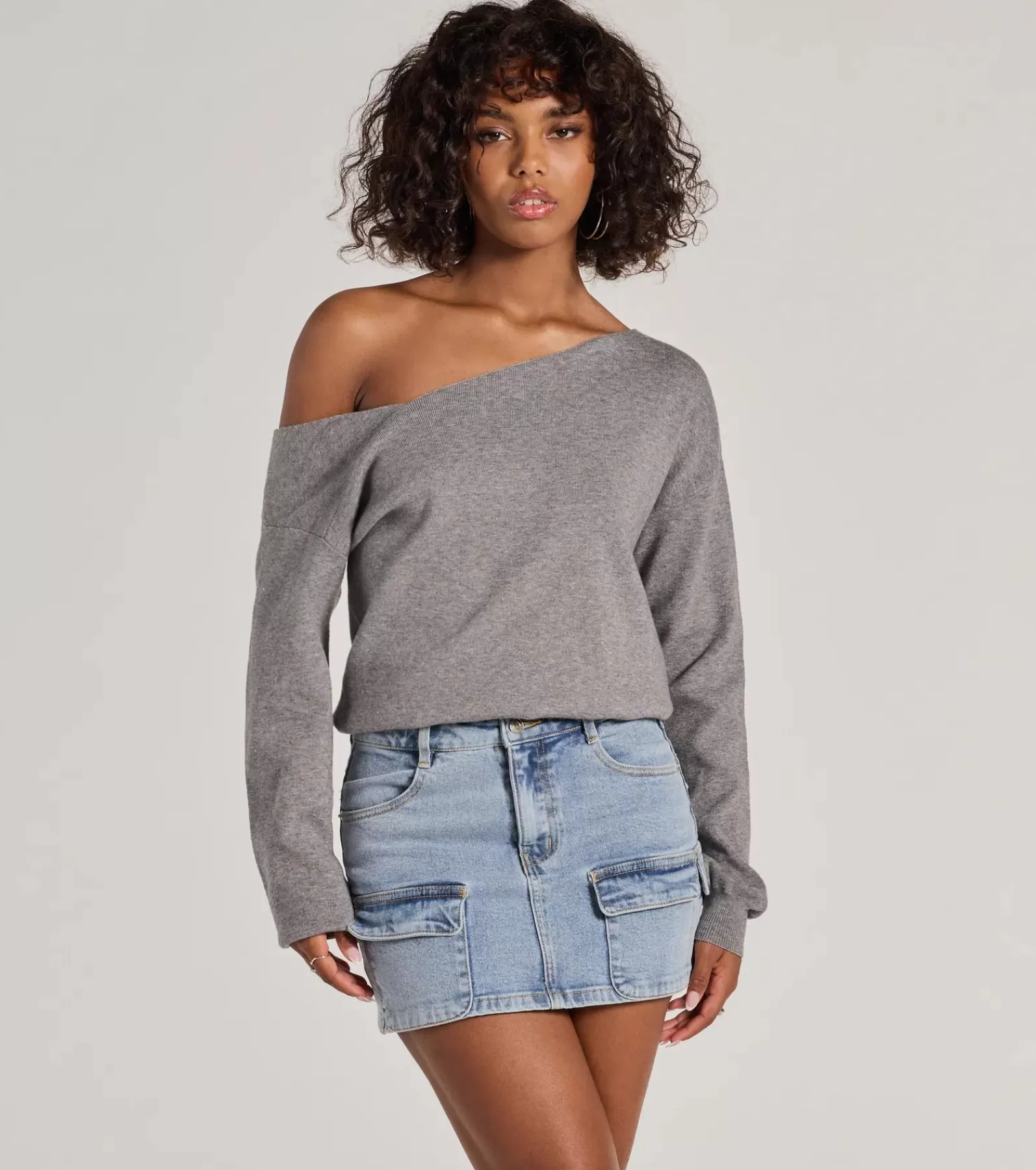 Windsor Off The Shoulder Tops | Sweaters & Cardigans*Casual Charm Asymmetrical Pullover Sweater