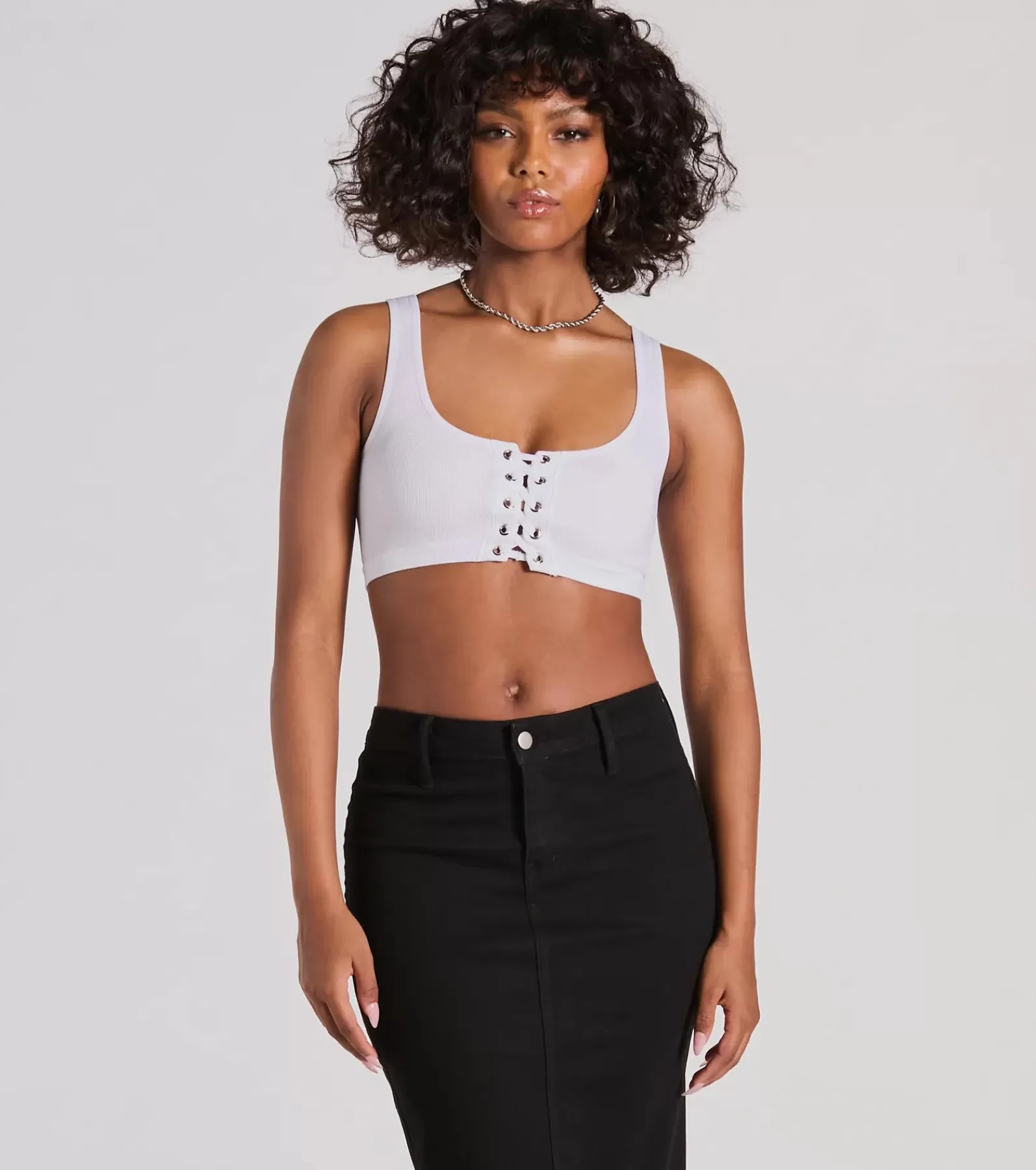 Windsor Crop Tops*Casual With A Twist Sleeveless Lace-Up Crop Top