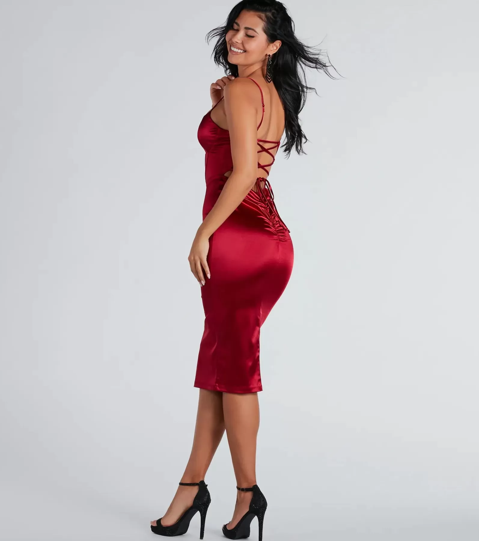 Windsor Bridal Shower | Midi Dresses*Chantel Formal Satin Corset Lace-Up Midi Dress
