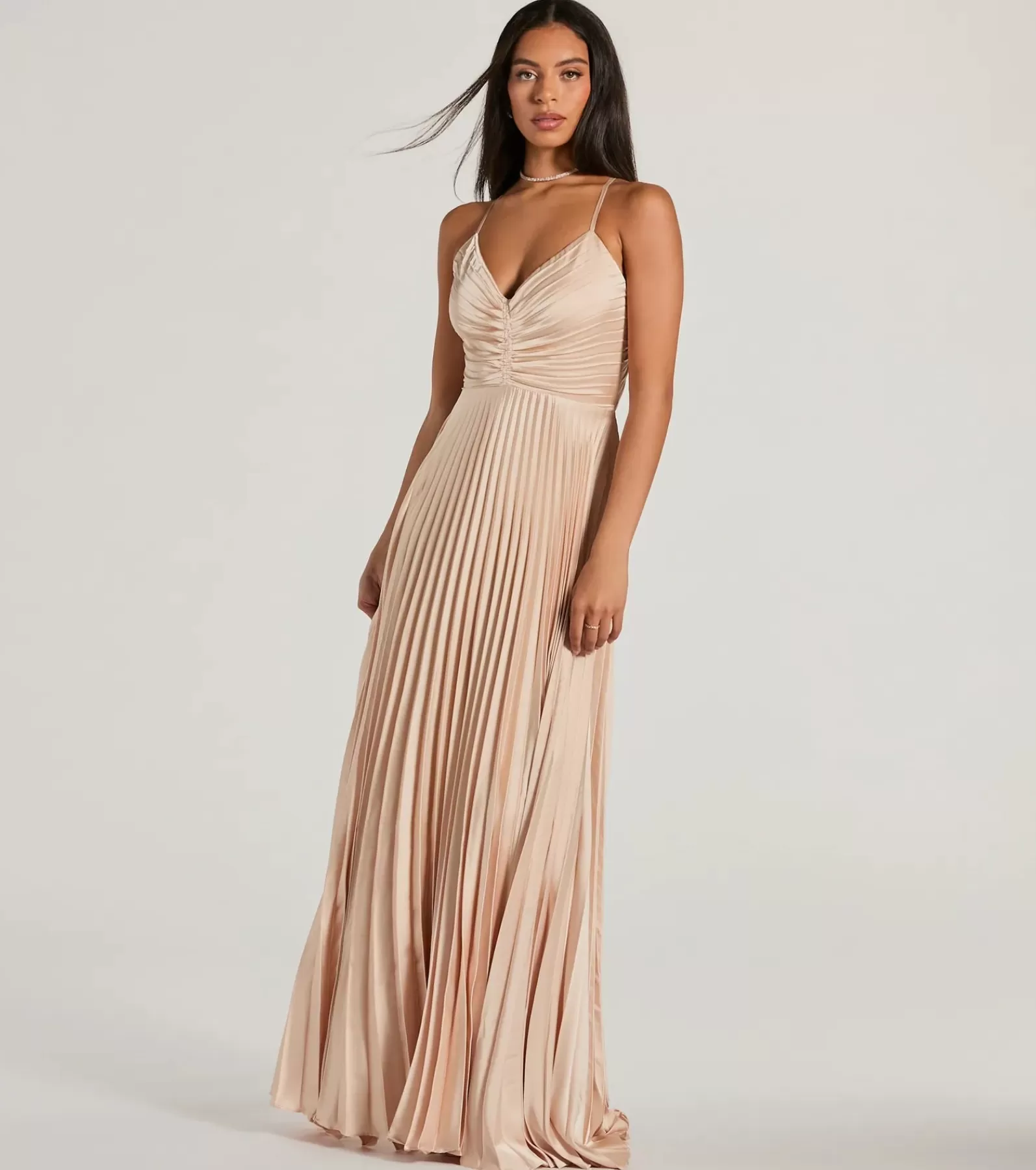 Windsor Satin Bridesmaid Dresses*Charlie Lace-Up A-Line Pleated Satin Formal Dress