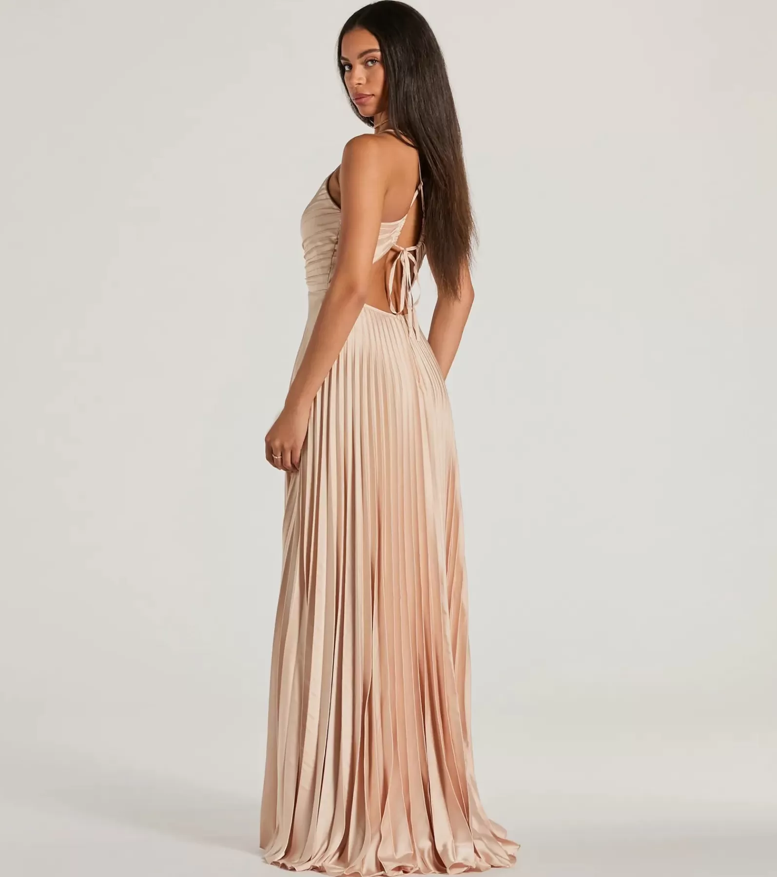 Windsor Satin Bridesmaid Dresses*Charlie Lace-Up A-Line Pleated Satin Formal Dress