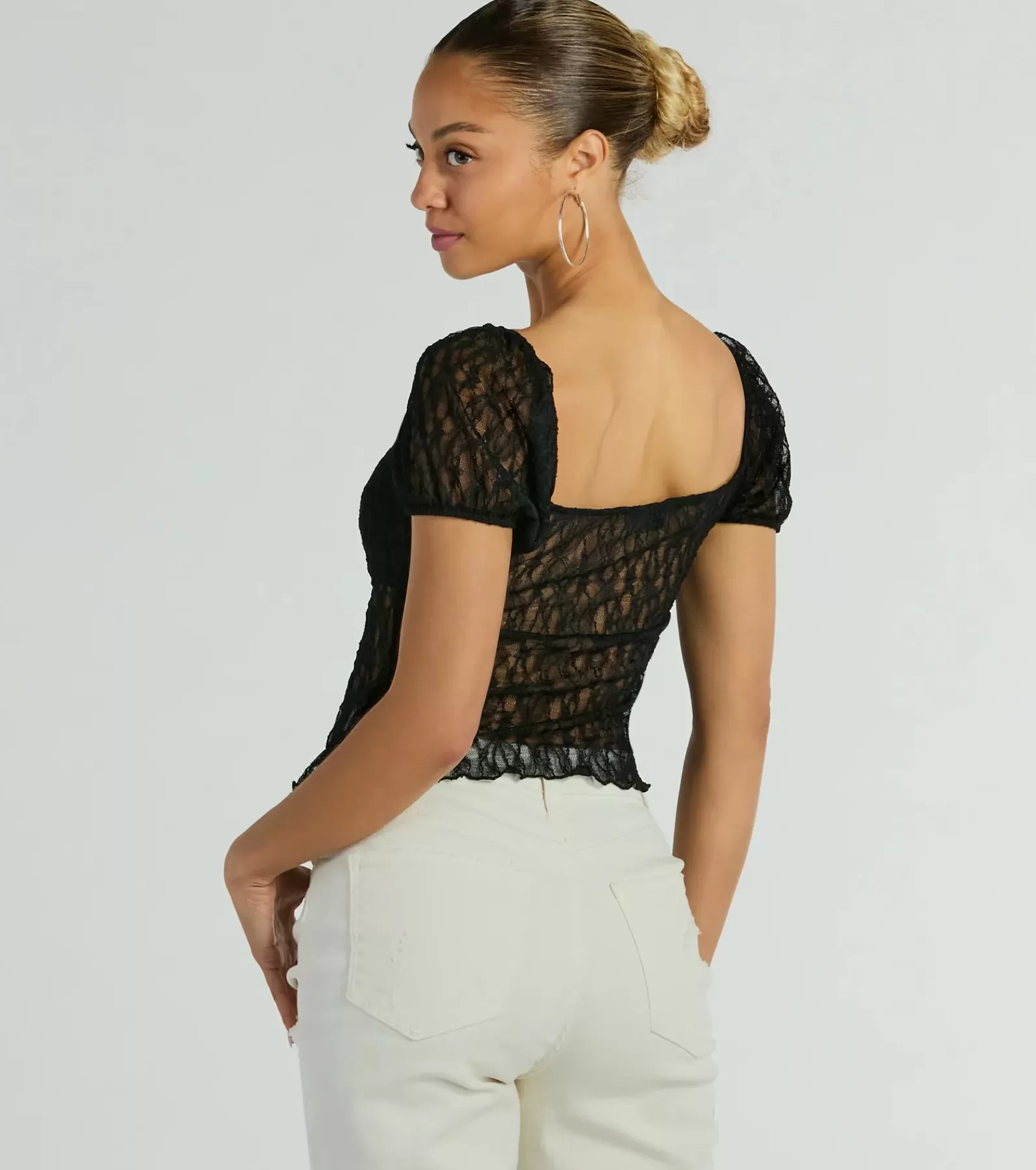 Windsor Going-Out Tops | Short Sleeve Tops*Charm Me Puff Sleeve Lace Crop Top