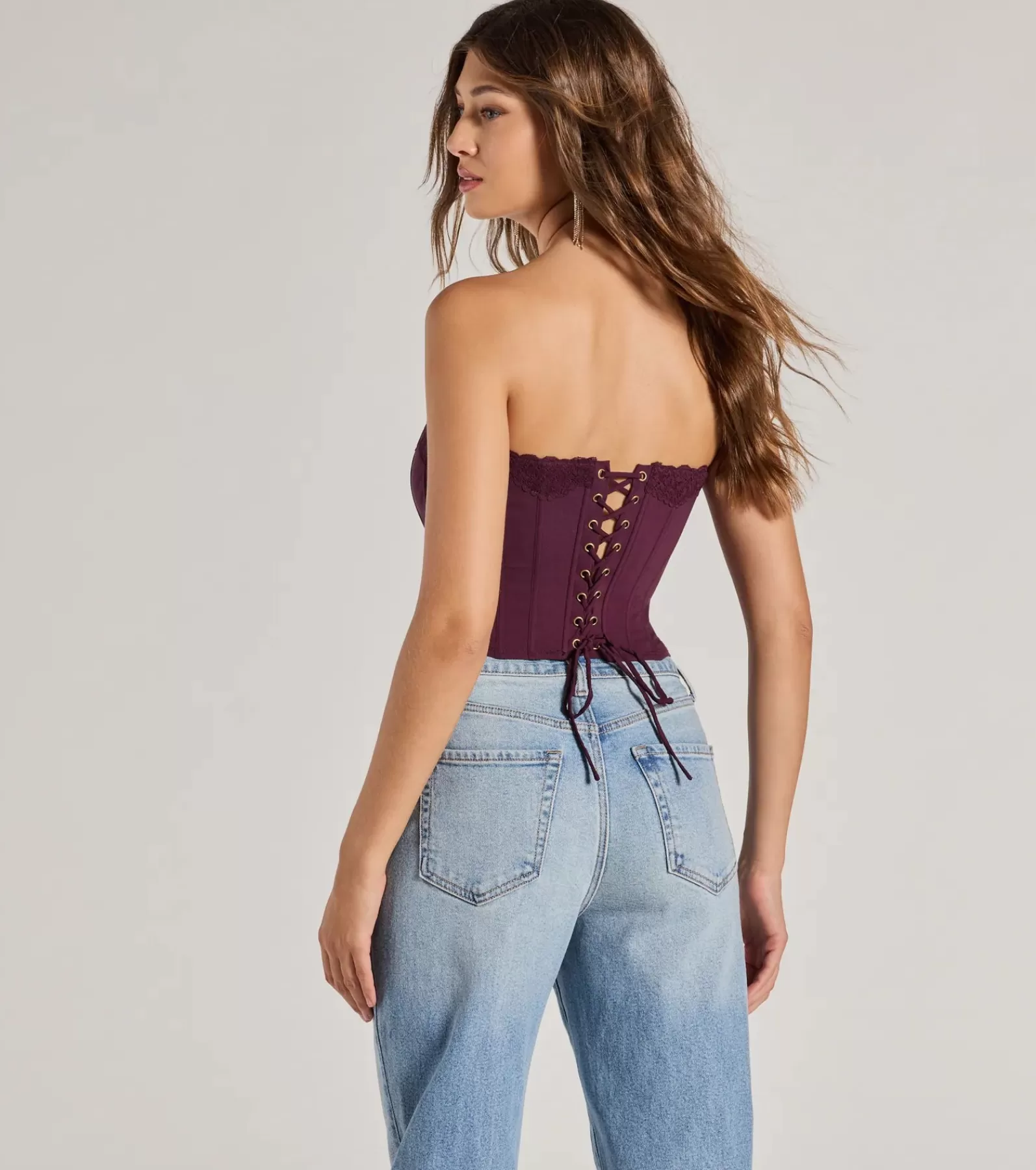 Windsor Going-Out Tops | Corset & Bustier Tops*Chic And Snatched Strapless Lace Trim Corset Top