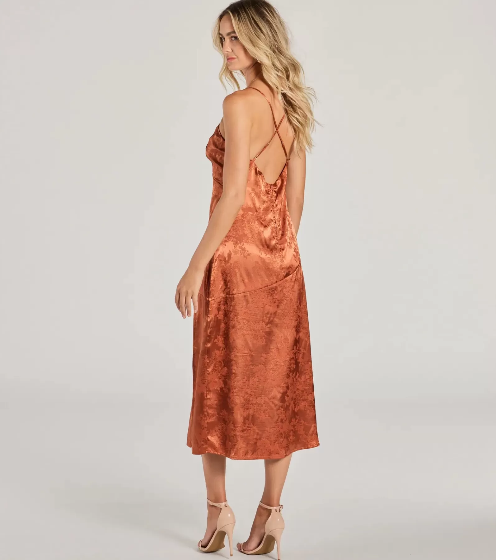 Windsor Rehearsal | Country Wedding Guest Dresses*Chic Charm Floral Satin A-Line Midi Dress