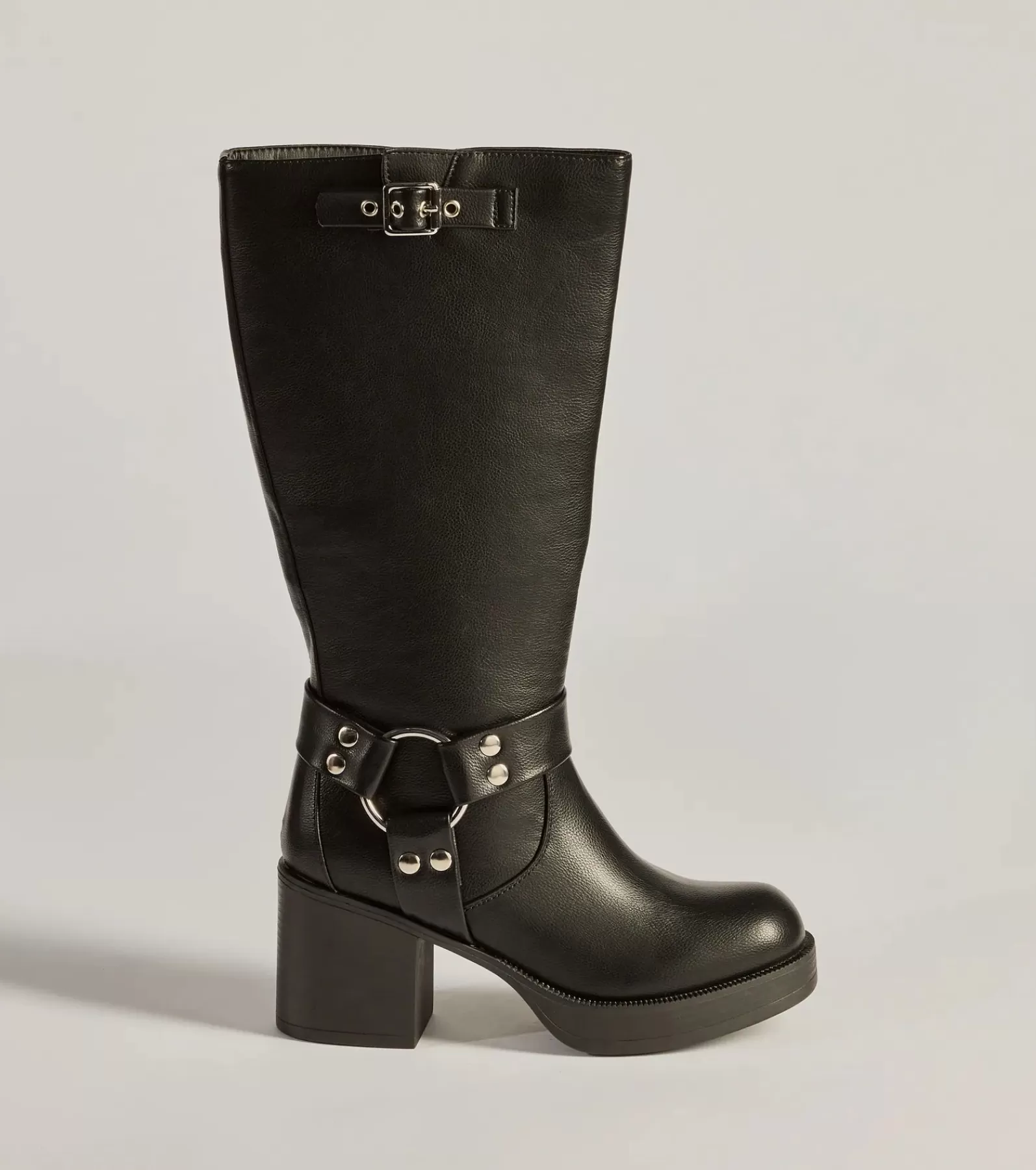 Windsor Platform Shoes | Knee High Boots*Chic Edge Under-The-Knee Moto Platform Boots