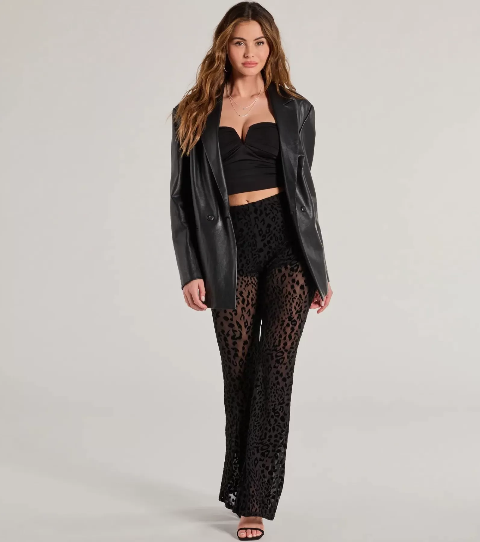 Windsor Black Pants | Flare Pants*Chic In The Wild Cheetah Print Flared Mesh Pants