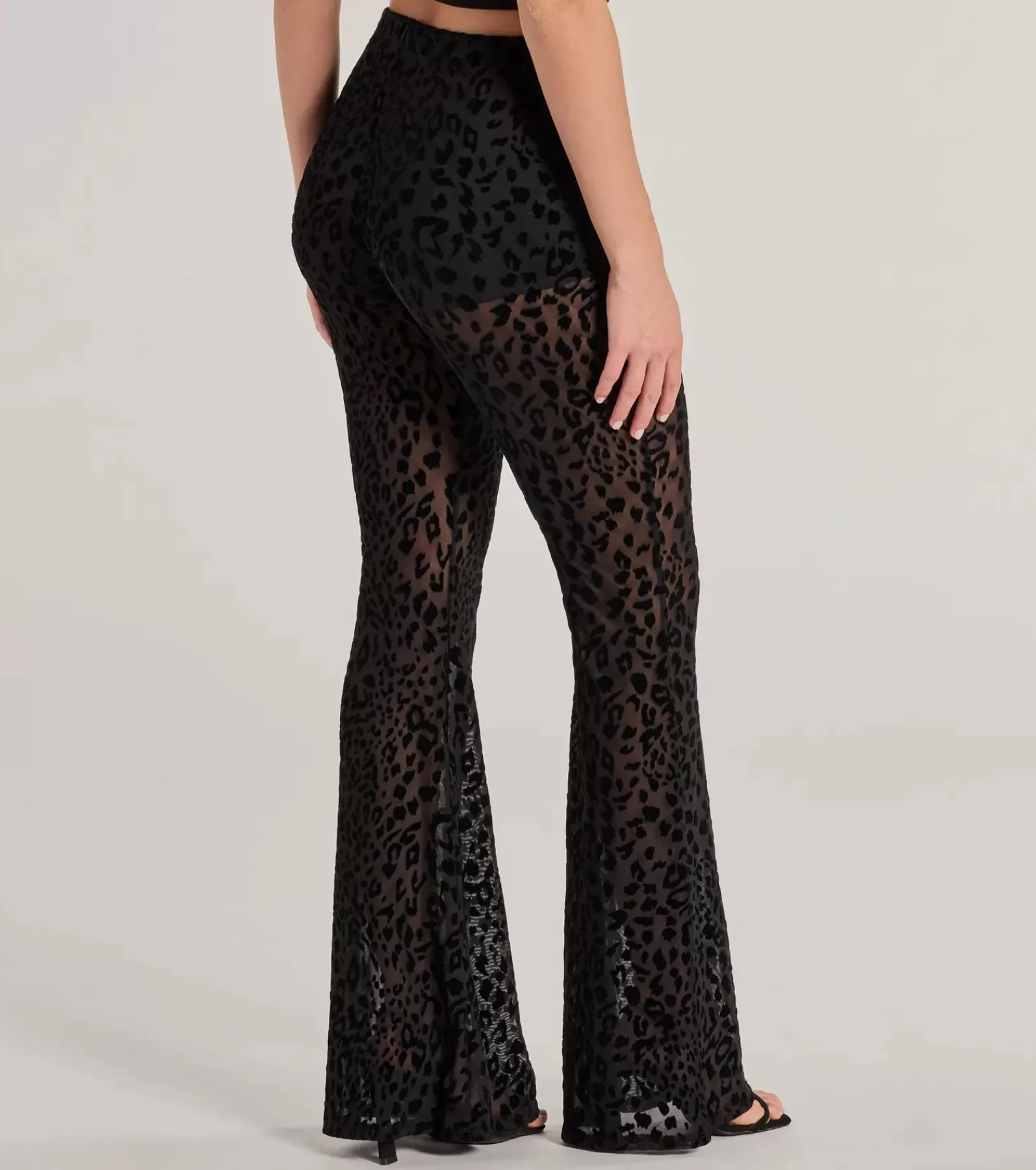 Windsor Black Pants | Flare Pants*Chic In The Wild Cheetah Print Flared Mesh Pants