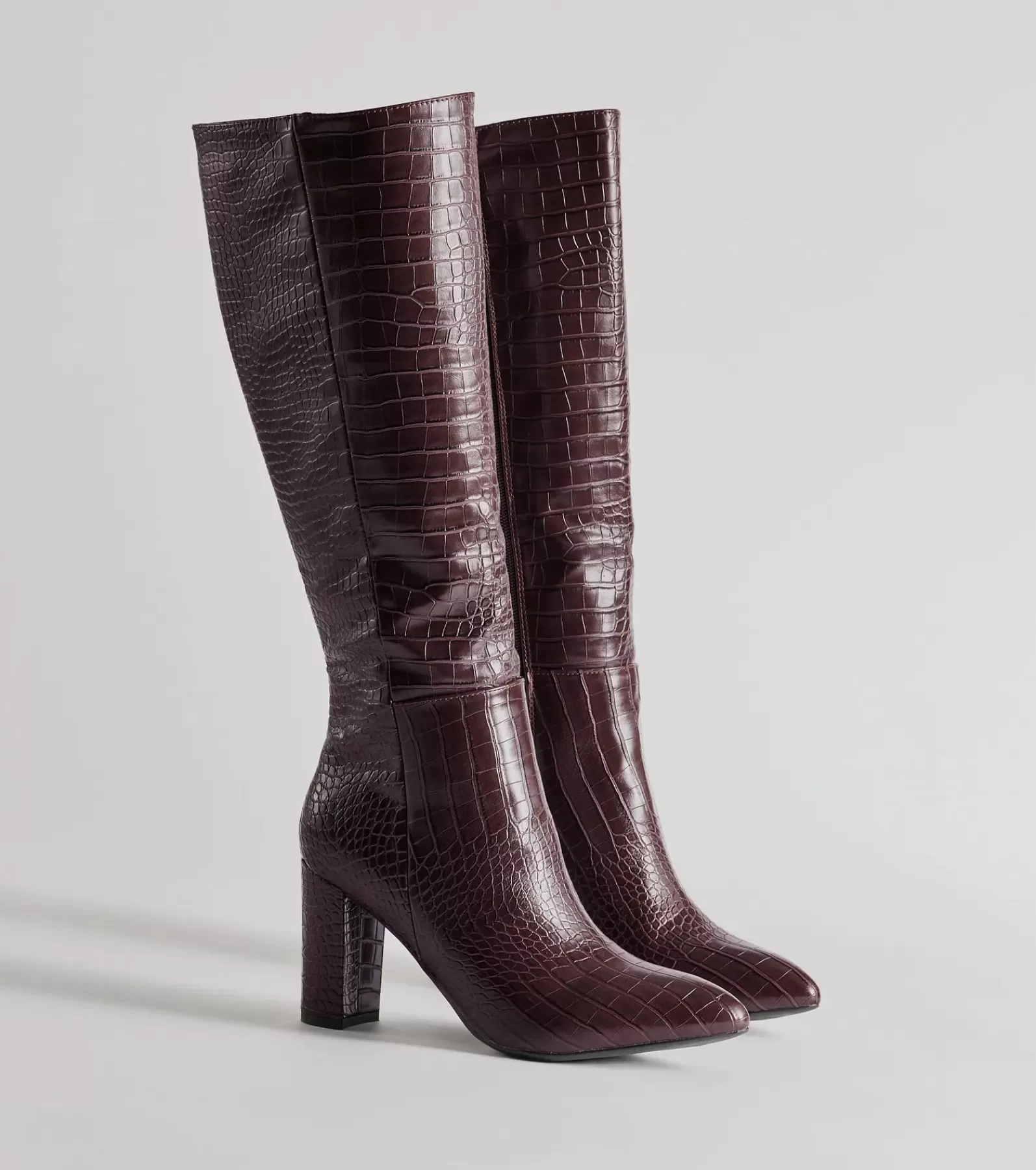 Windsor Knee High Boots | Boots & Booties*Chic Moment Faux Leather Croc-Embossed Under The Knee Boots