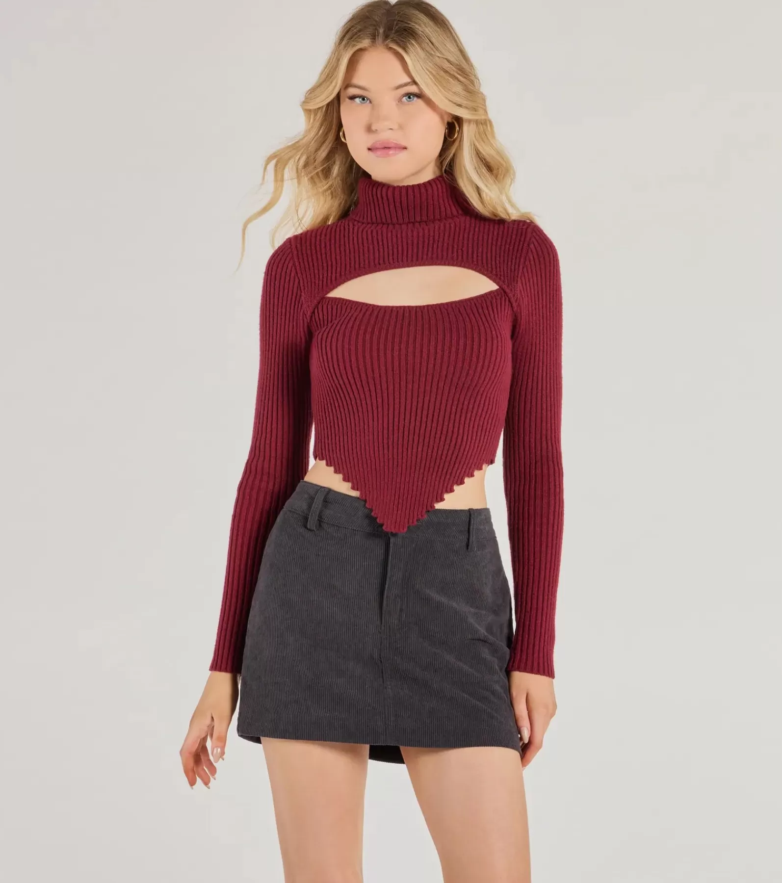 Windsor Sweaters & Cardigans | Going-Out Tops*Chic Muse Ribbed Knit Cutout Crop Top