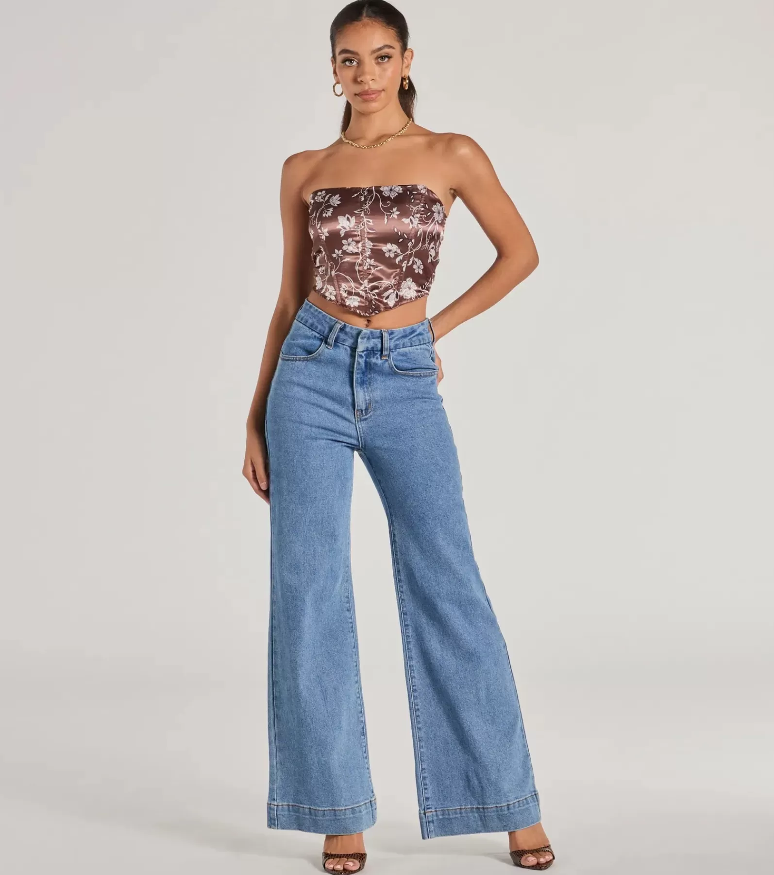 Windsor Going-Out Tops | Corset & Bustier Tops*Chic Sheen Floral Satin Strapless Corset Top