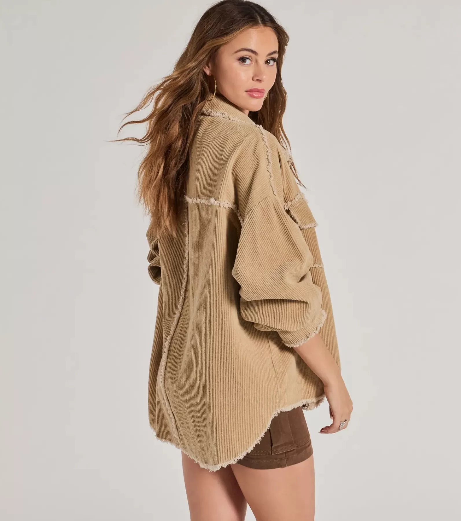 Windsor Shackets*Chic Staple Long Sleeve Corduroy Shacket