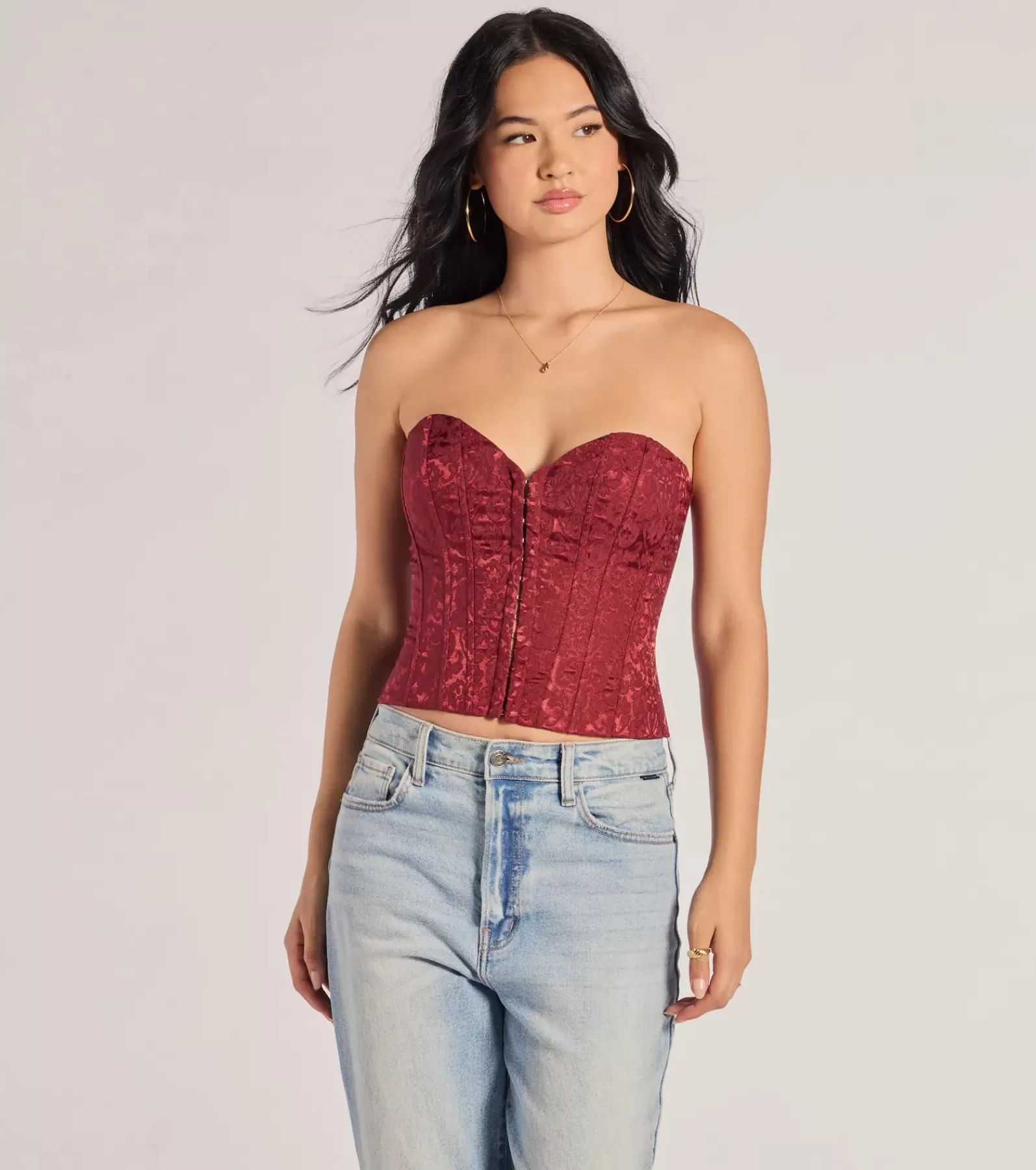 Windsor Going-Out Tops | Corset & Bustier Tops*Chic Status Brocade Satin Strapless Corset Top