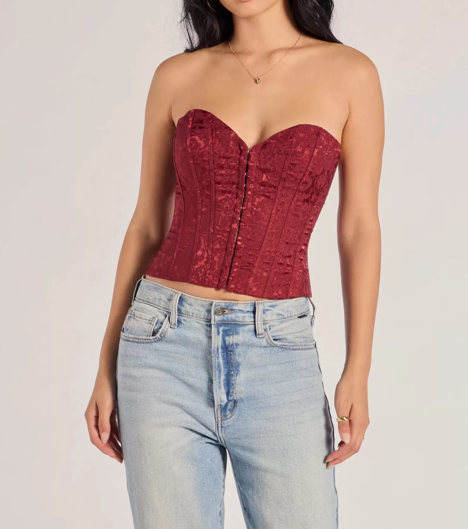 Windsor Going-Out Tops | Corset & Bustier Tops*Chic Status Brocade Satin Strapless Corset Top