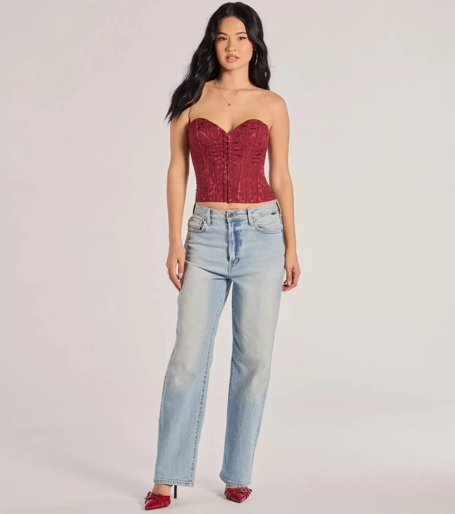 Windsor Going-Out Tops | Corset & Bustier Tops*Chic Status Brocade Satin Strapless Corset Top