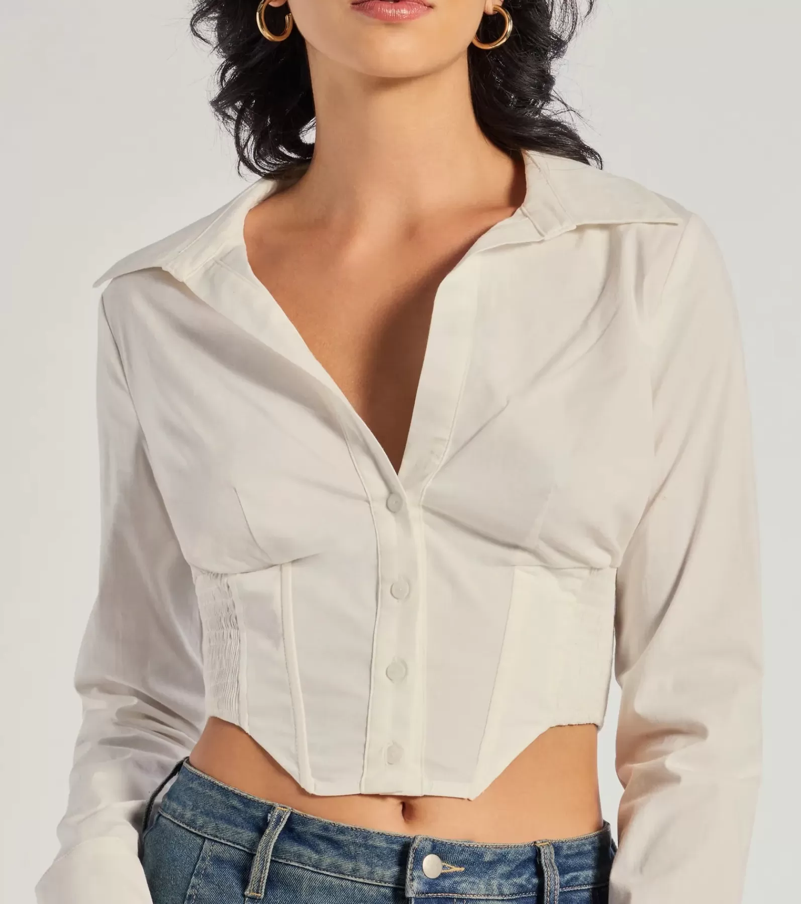 Windsor Long Sleeve Tops | Corset & Bustier Tops*Chic Structure Long Sleeve Cropped Corset Top